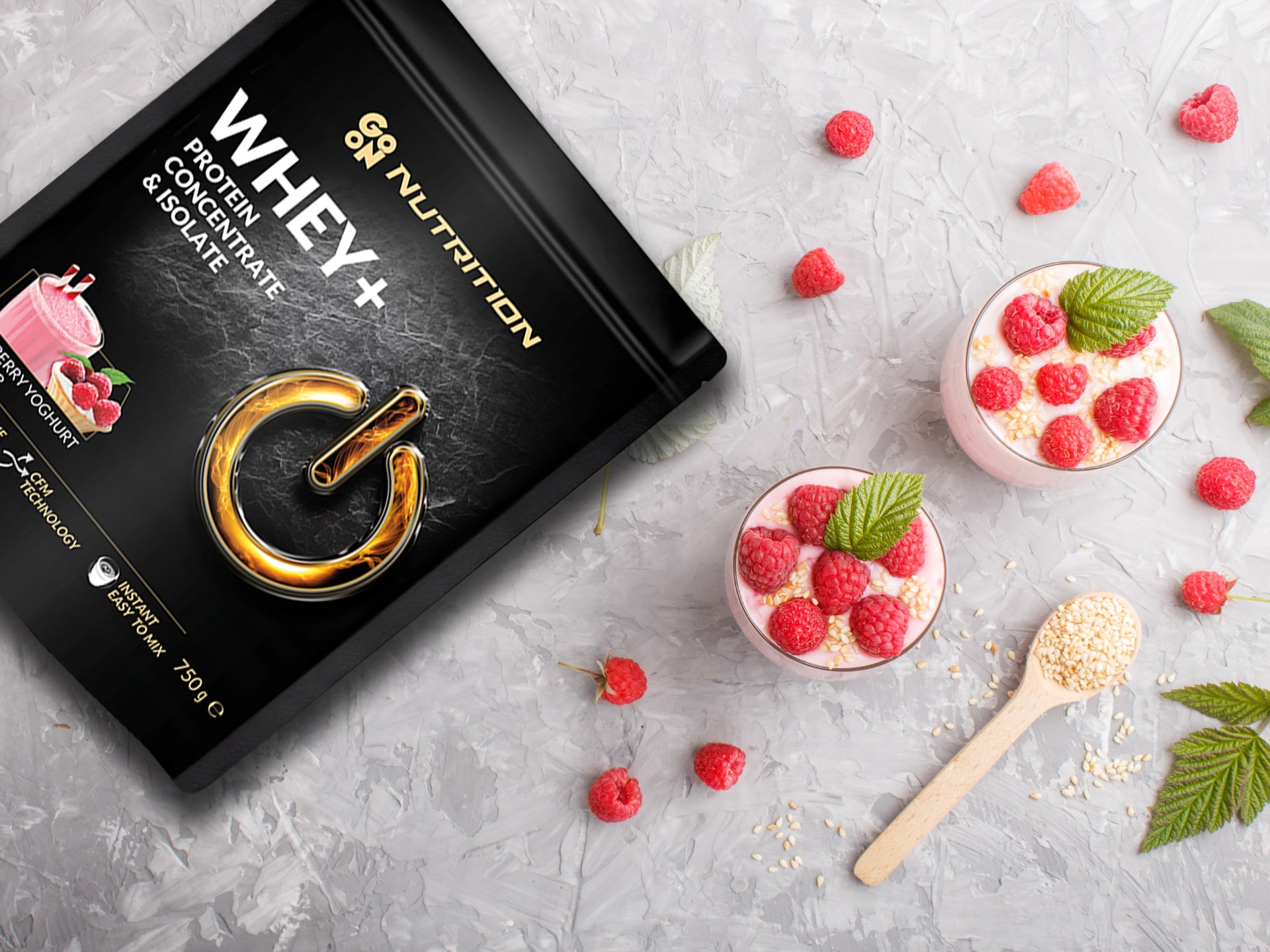 proteinový doplněk WPC WPI jogurt malina