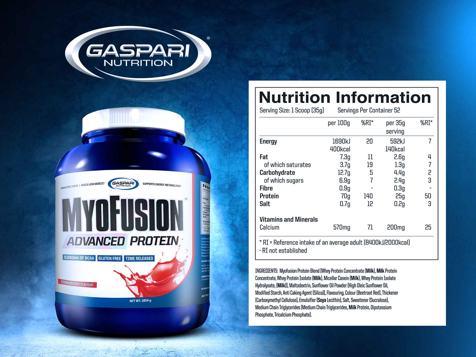 Gaspari nutrition myofusion 1814g biało wielofrakcyjne truskawkowe