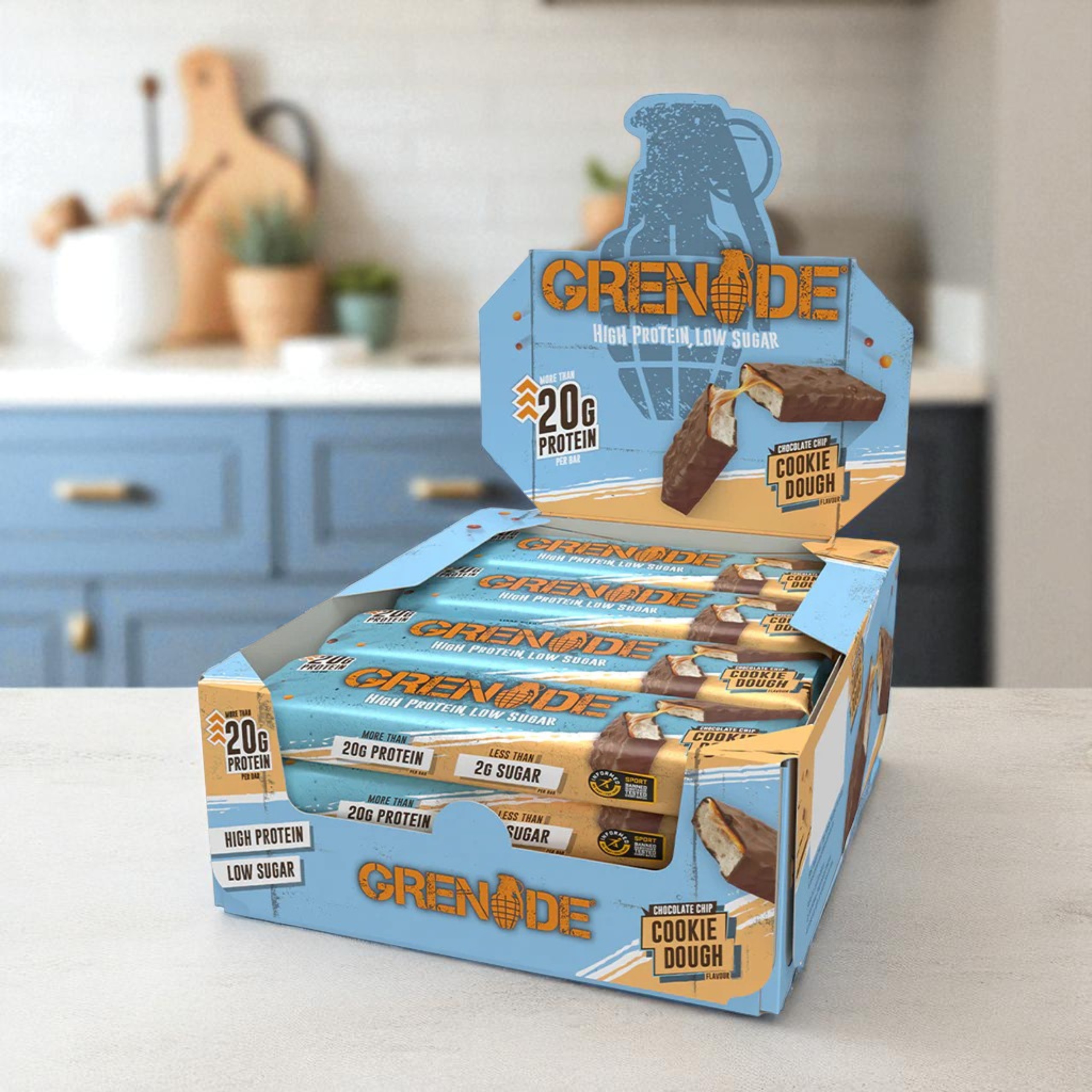 GRENADE - Proteinová tyčinka - 60g x12 - ChocoChipCookieDou grenade_chocolate_chip_2560_x_2560