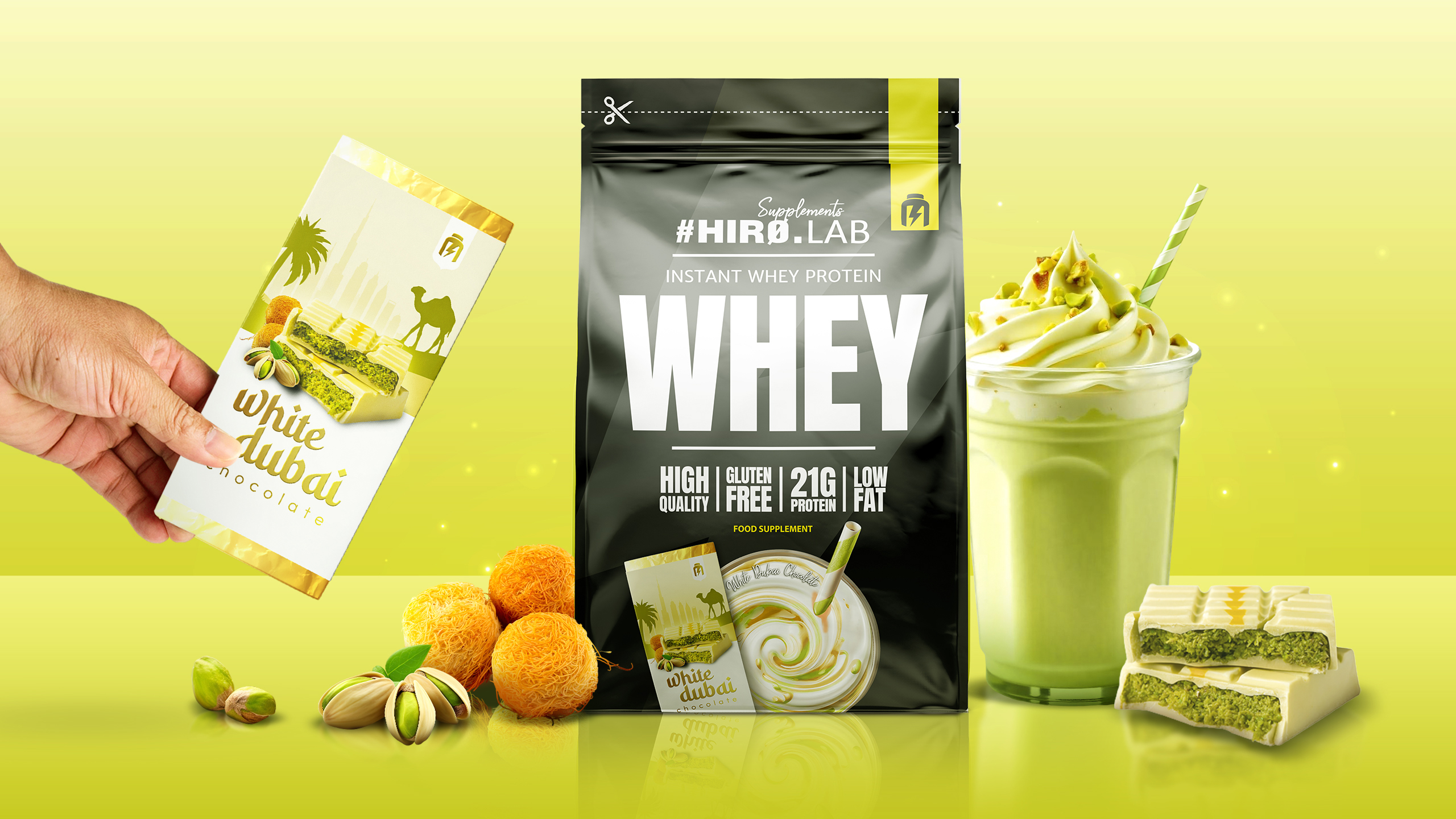 hirolab instant whey protein 750g white dubai chocolate