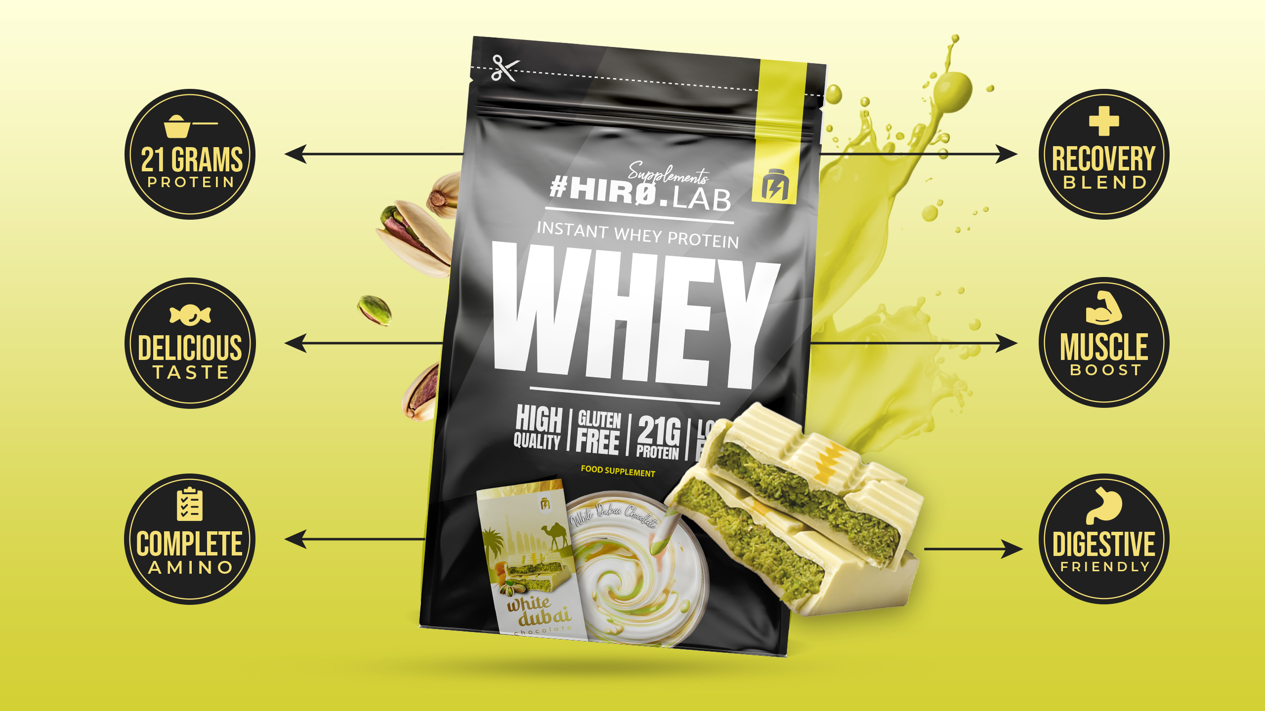 hirolab instant whey protein 750g white dubai chocolate