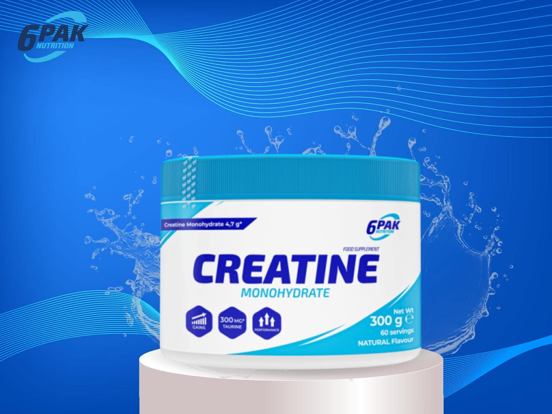 6PAK Creatine Monohydrate - 300g - natural