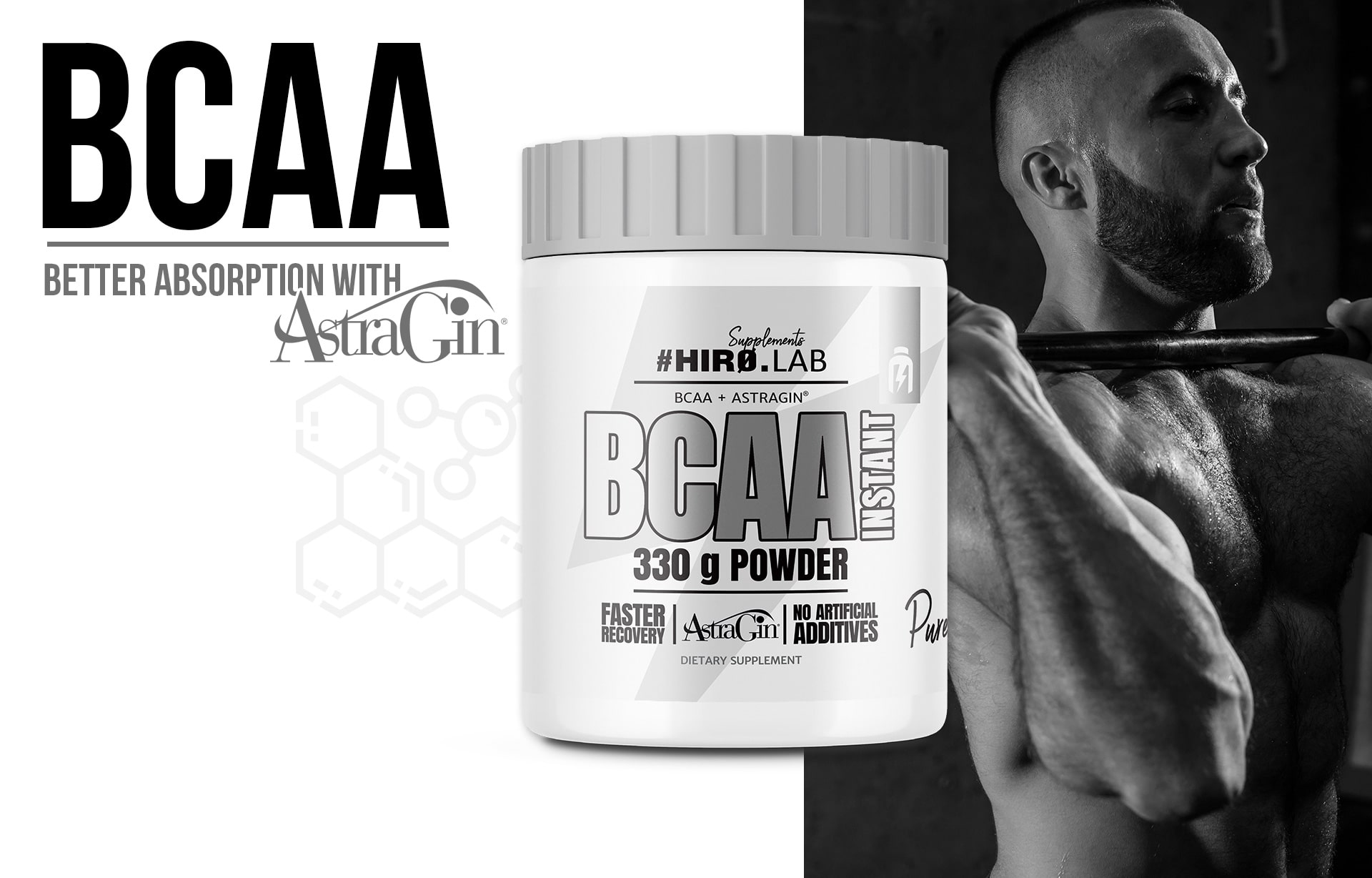 hiro.lab bcaa Pure Instant Powder - 330g astragin