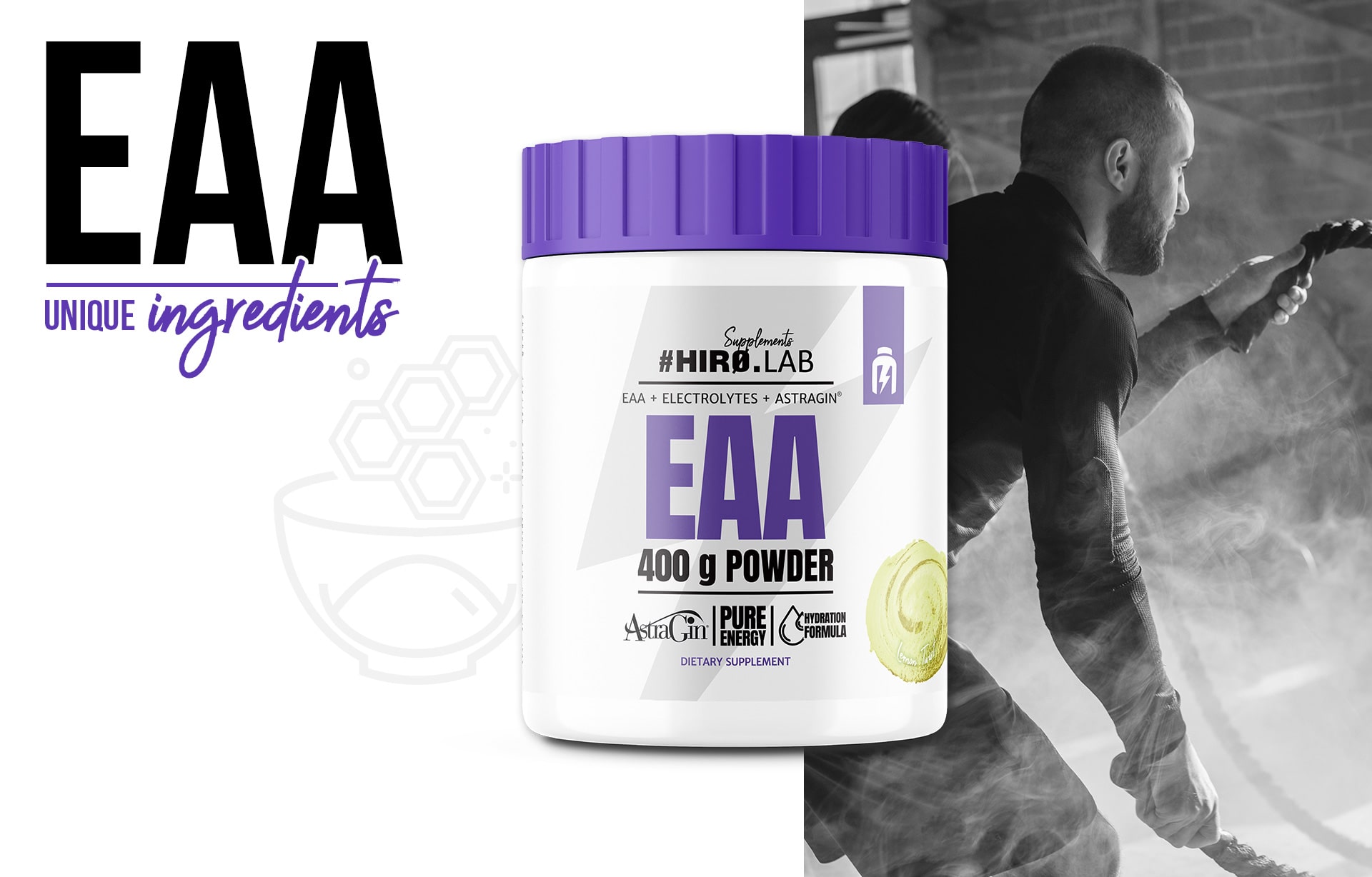 HIRO.LAB EAA 400g anabolismus músculos lemon