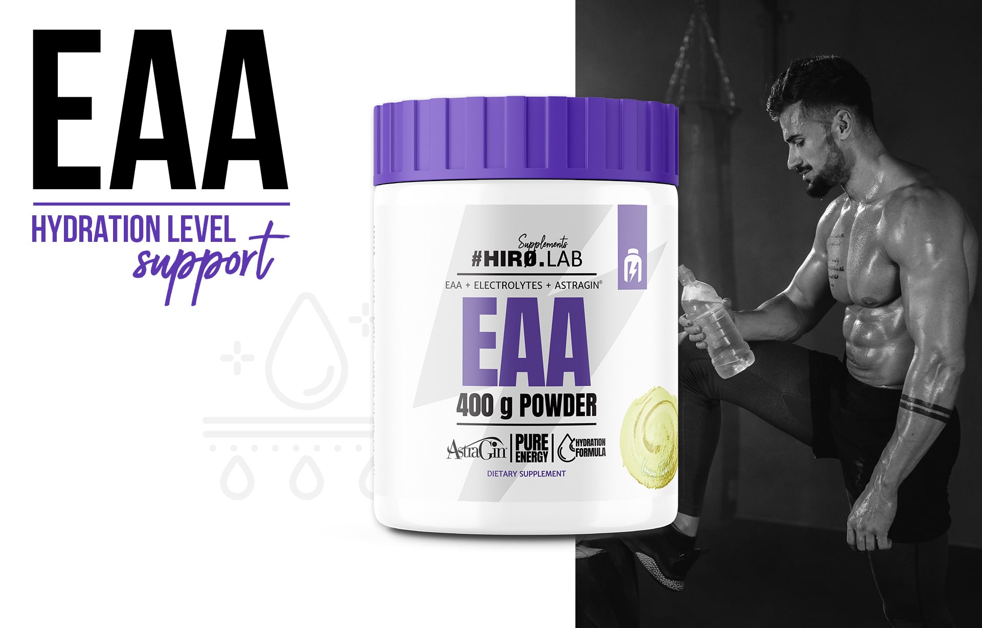 HIRO.LAB EAA 400g stimulace proteinů svalových hydratace lemon