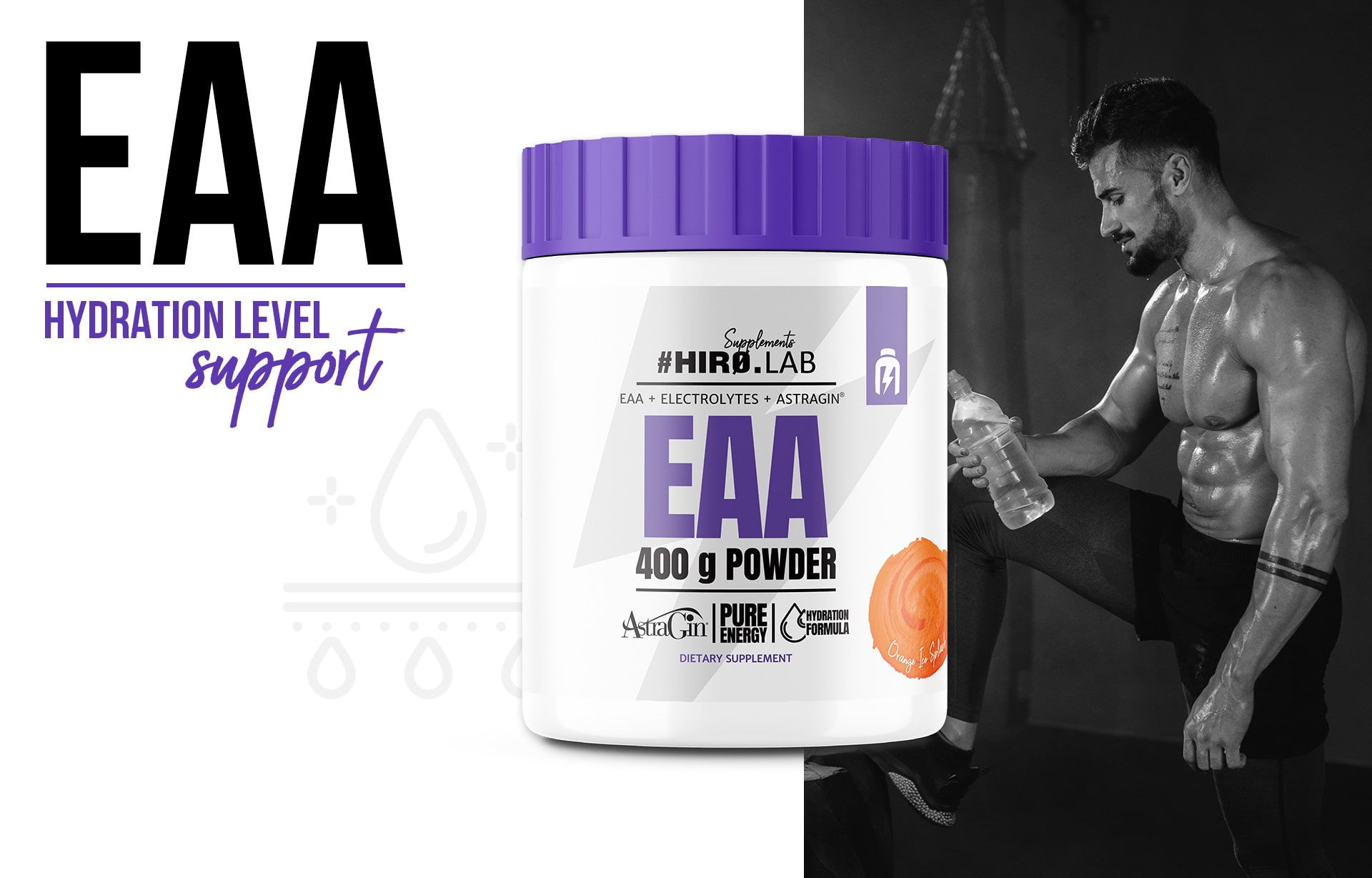 HIRO.LAB EAA 400g stimulace bílkovin musculární hydratace orange