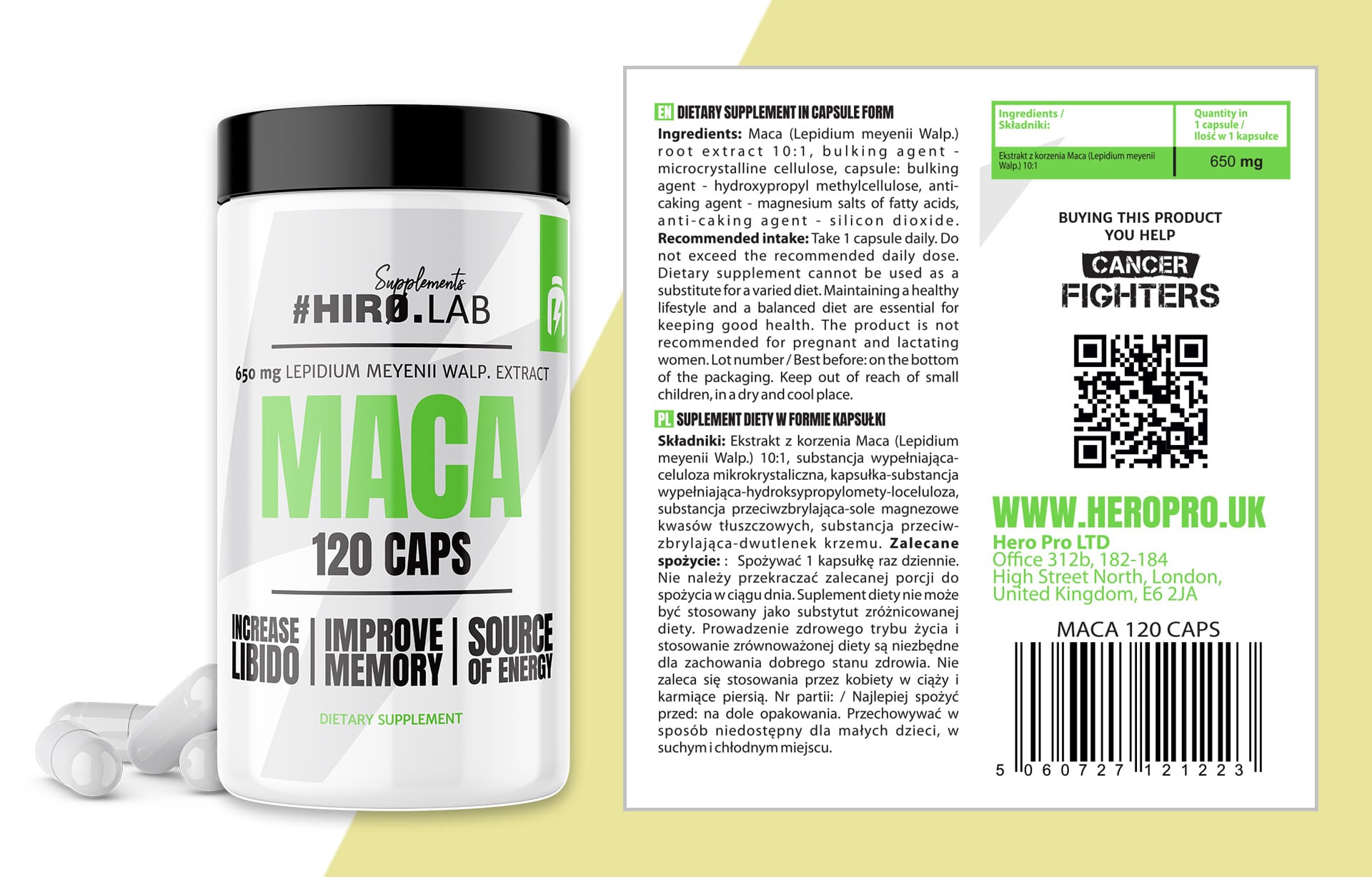 HIRO.LAB Maca - 120caps. složení použití způsob užití