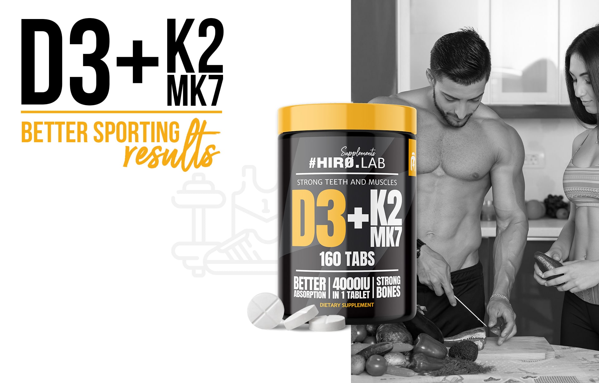 HIRO.LAB Vitamin D3 4000IU + K2 MK7 - 160tabs význam pro sportovce