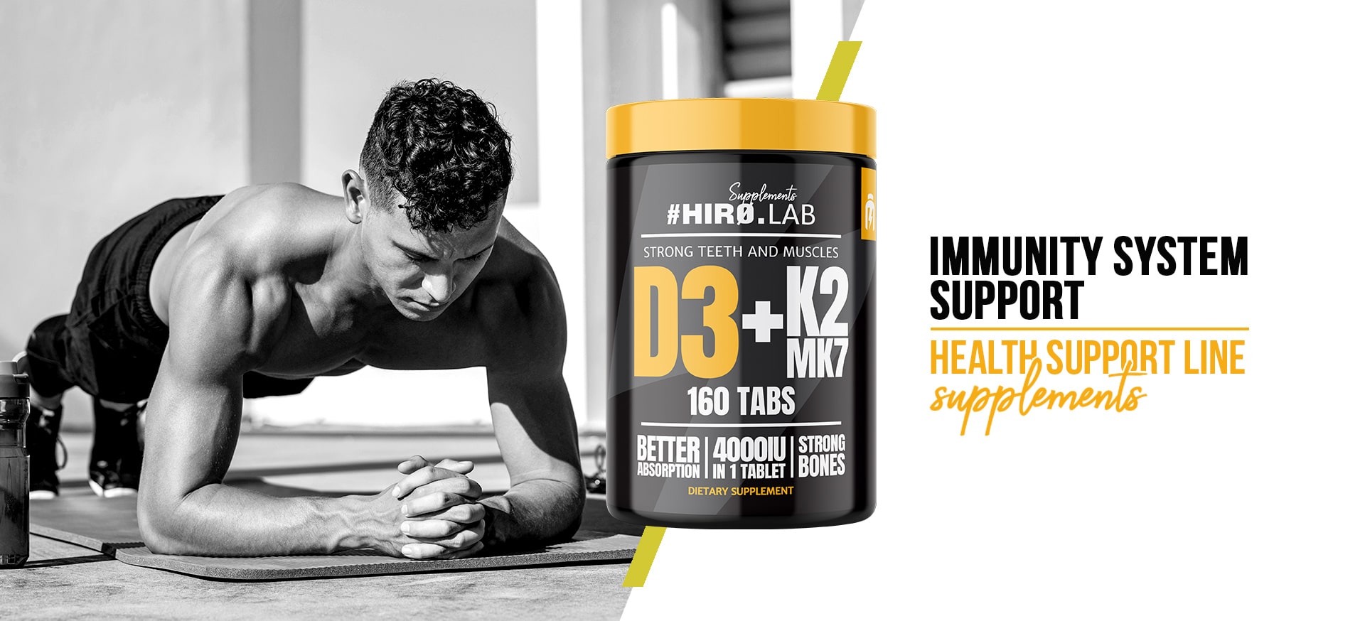 HIRO.LAB Vitamin D3 4000IU + K2 MK7 - 160tabs sampoczucie