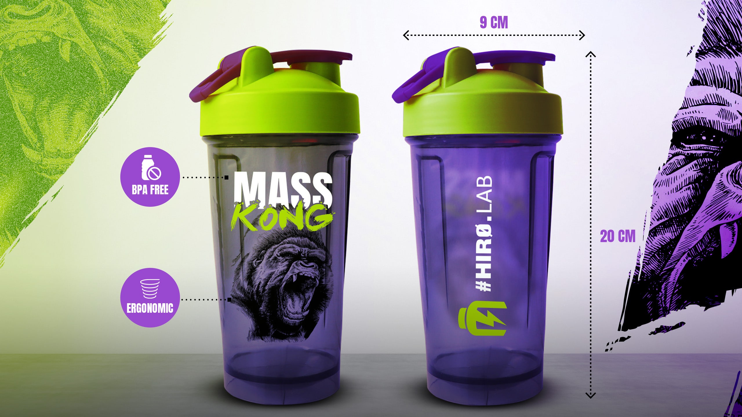 Shaker Mass Kong do gainerů k doplňkům 500ml