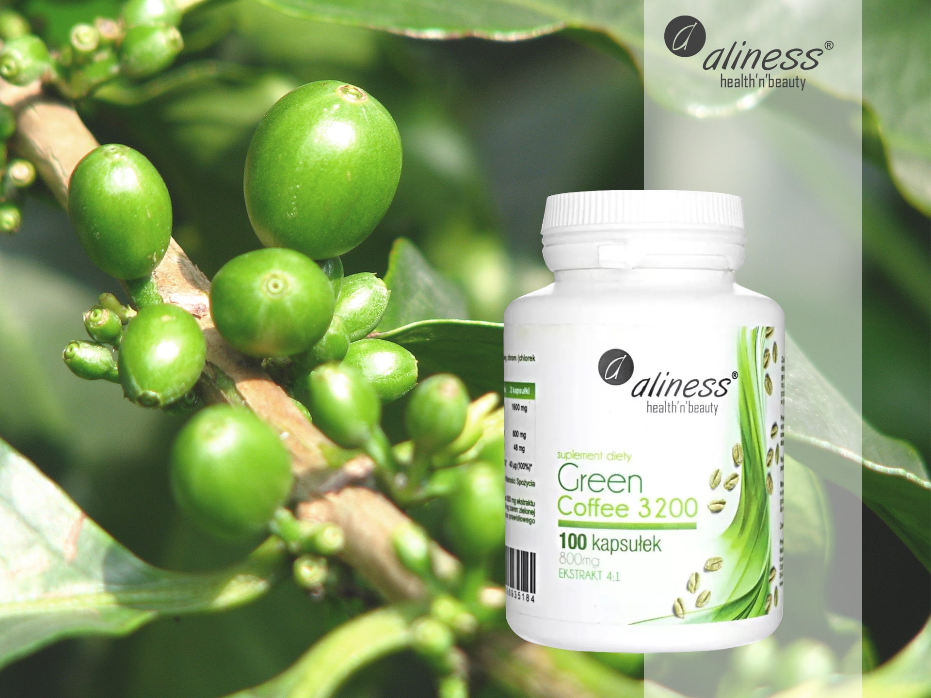 Aliness - Green Coffee 3200 - extrakt ze zelené kávy