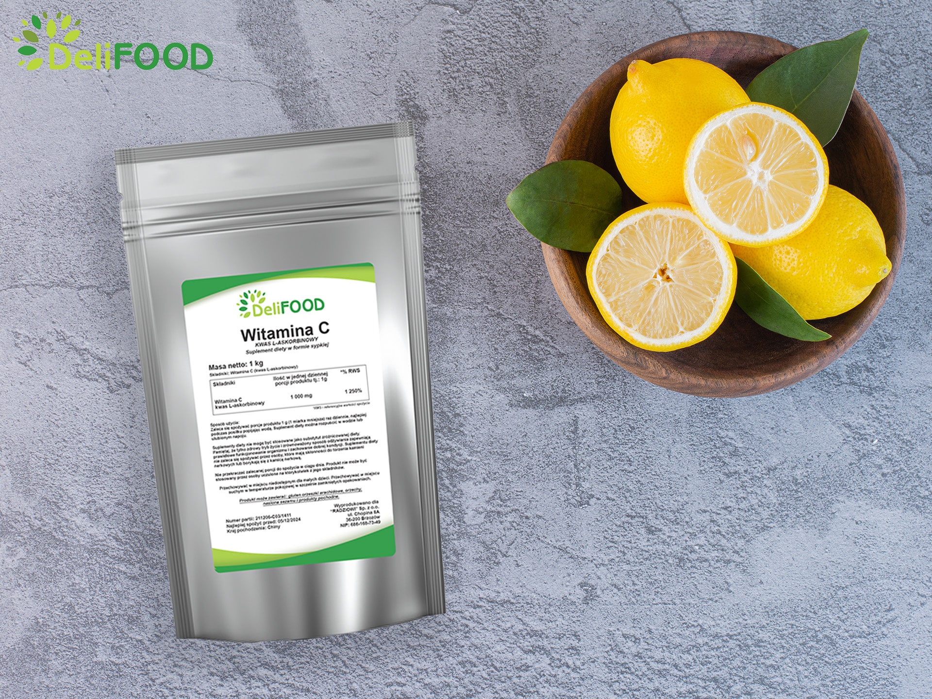Vitamín C v prášku - DeliFood - podpora imunity, antioxidant