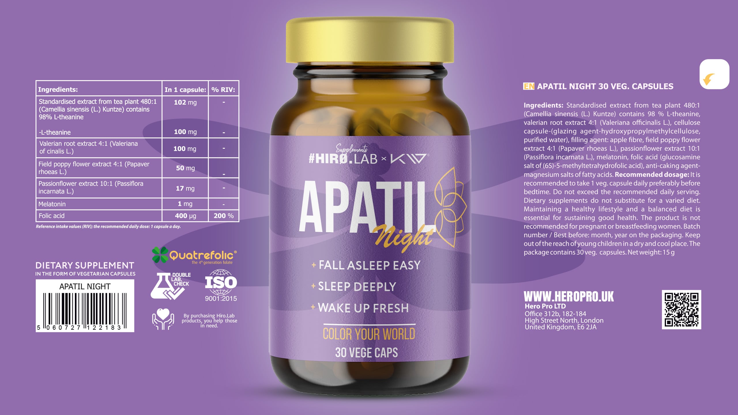 Hiro.Lab x Kamila Wybrańczyk - Apatil Night - doplněk stravy na spánek 