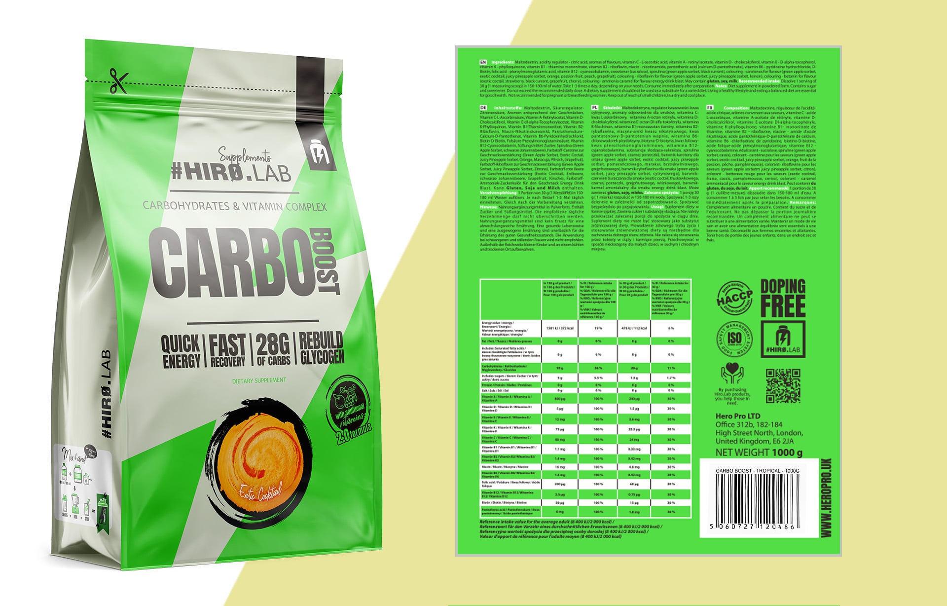 Hiro.Lab - Carbo Boost - sacharidový doplněk na bázi maltodextrinu
