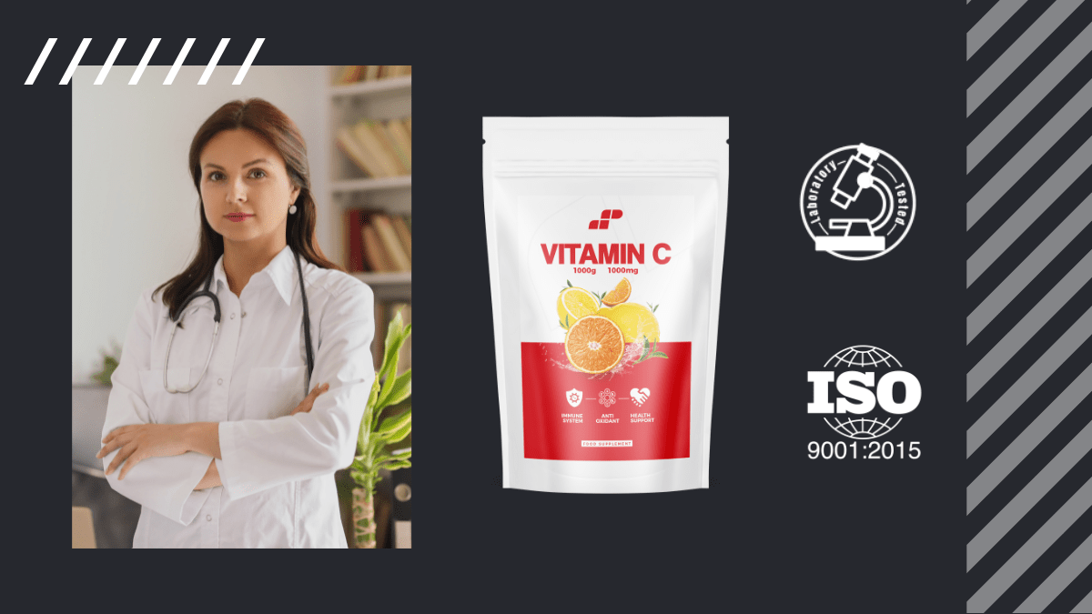MP Nutiriton - Vitamín C v prášku - antioxidant, podpora imunity, syntéza kolagenu