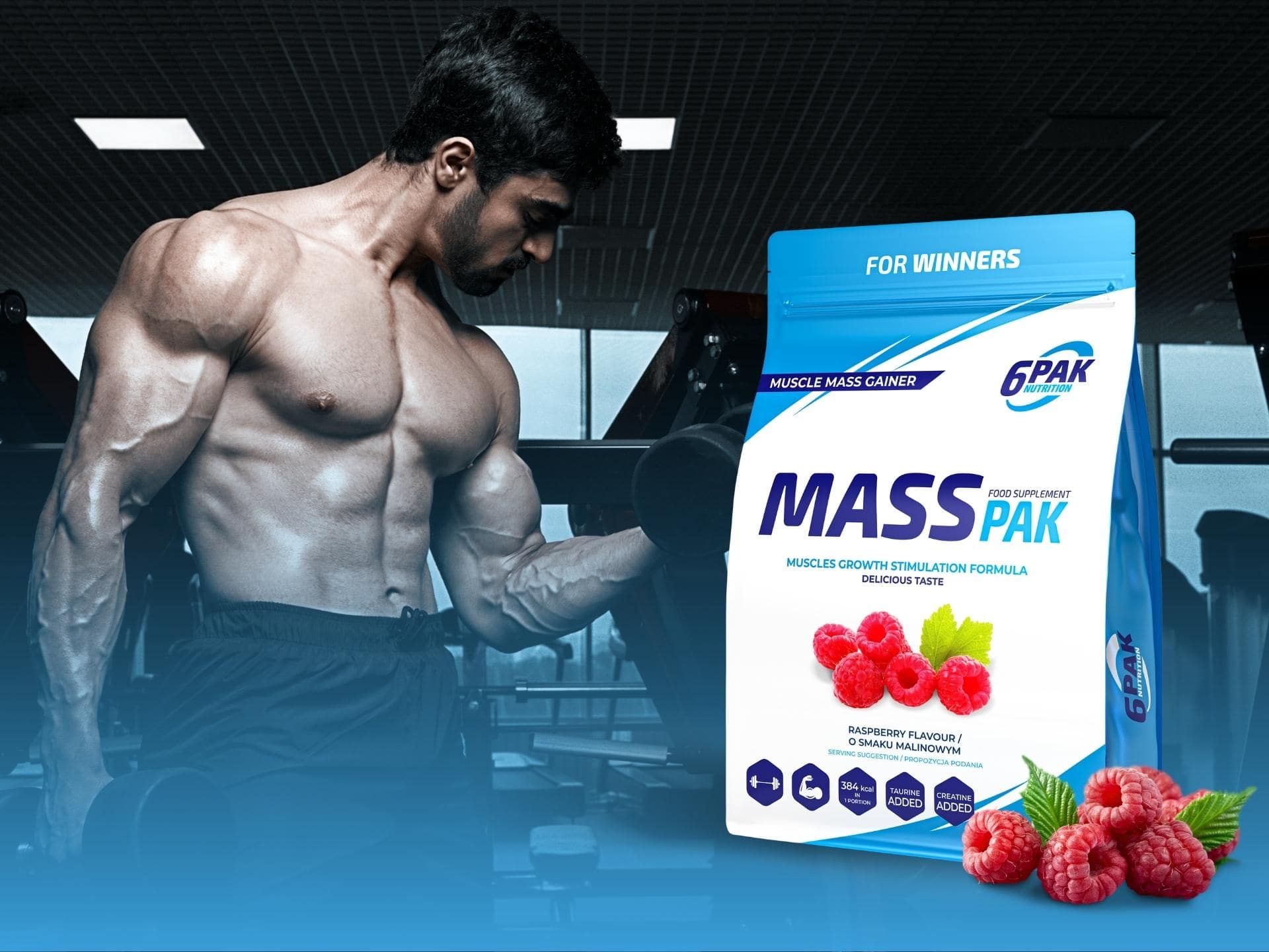 6Pak Nutrition - gainer malinový - MassPak