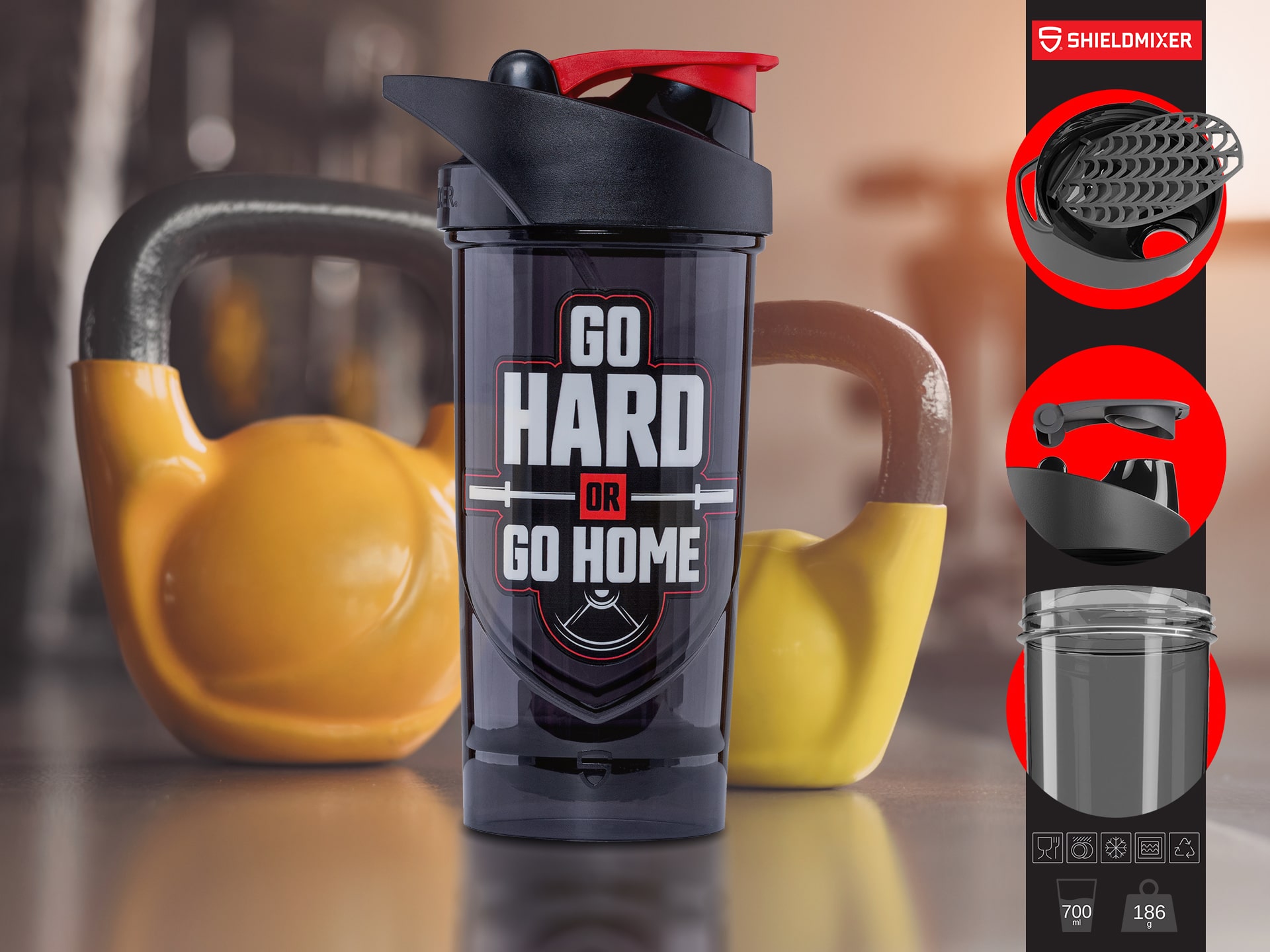Shieldmixer - Shaker Hero Pro - 700ml - Go Hard or Go Home