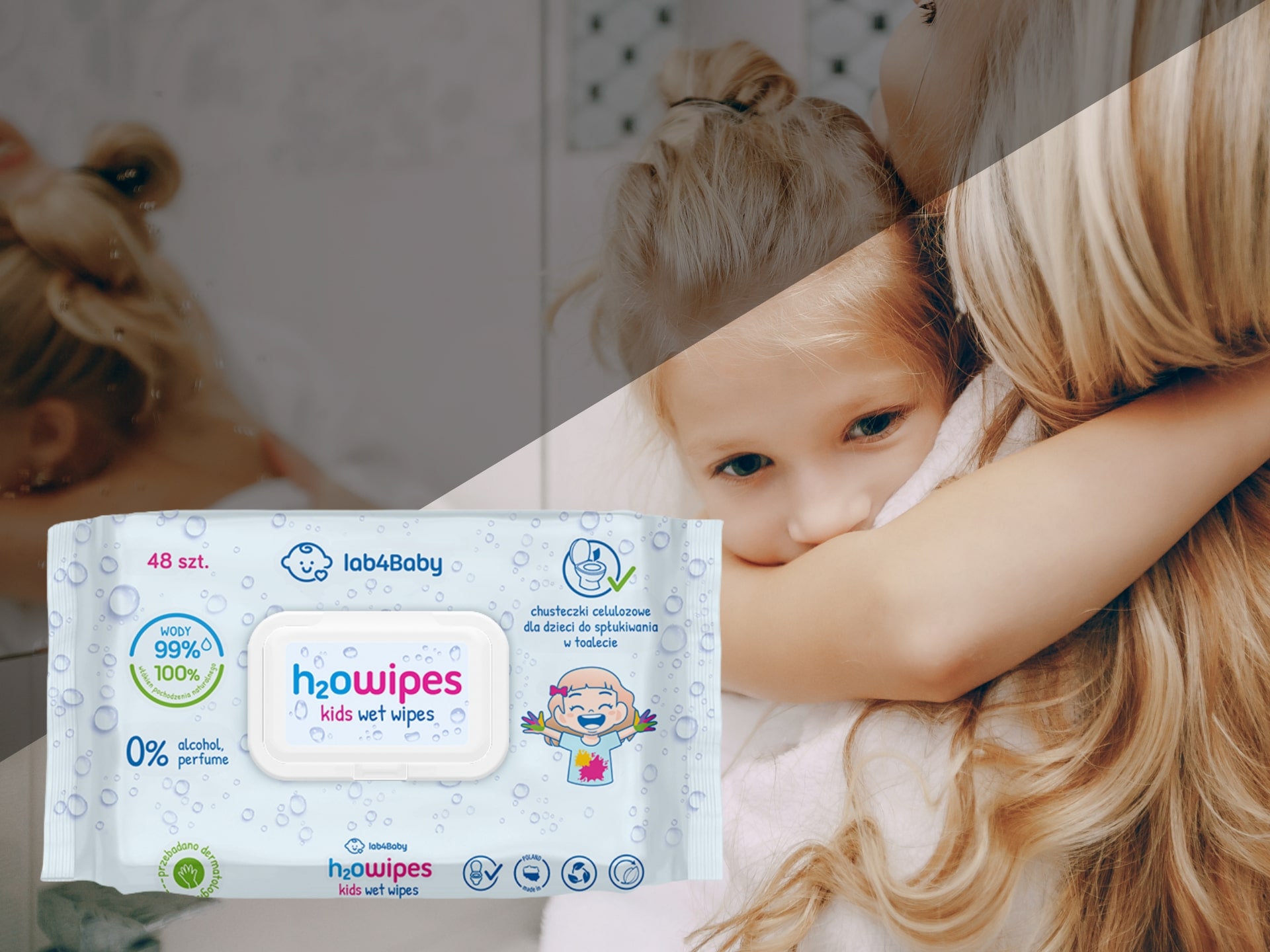 Vlhčené ubrousky pro děti - 99% vody - ke spláchnutí na toaletě