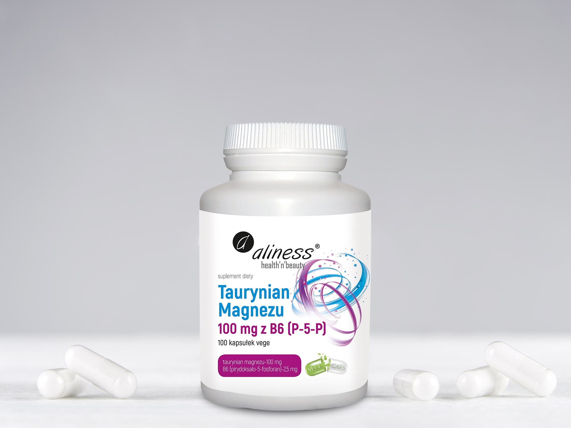Aliness - magnesium ve formě tauryninanu a vitamin B6 jako P-5-P