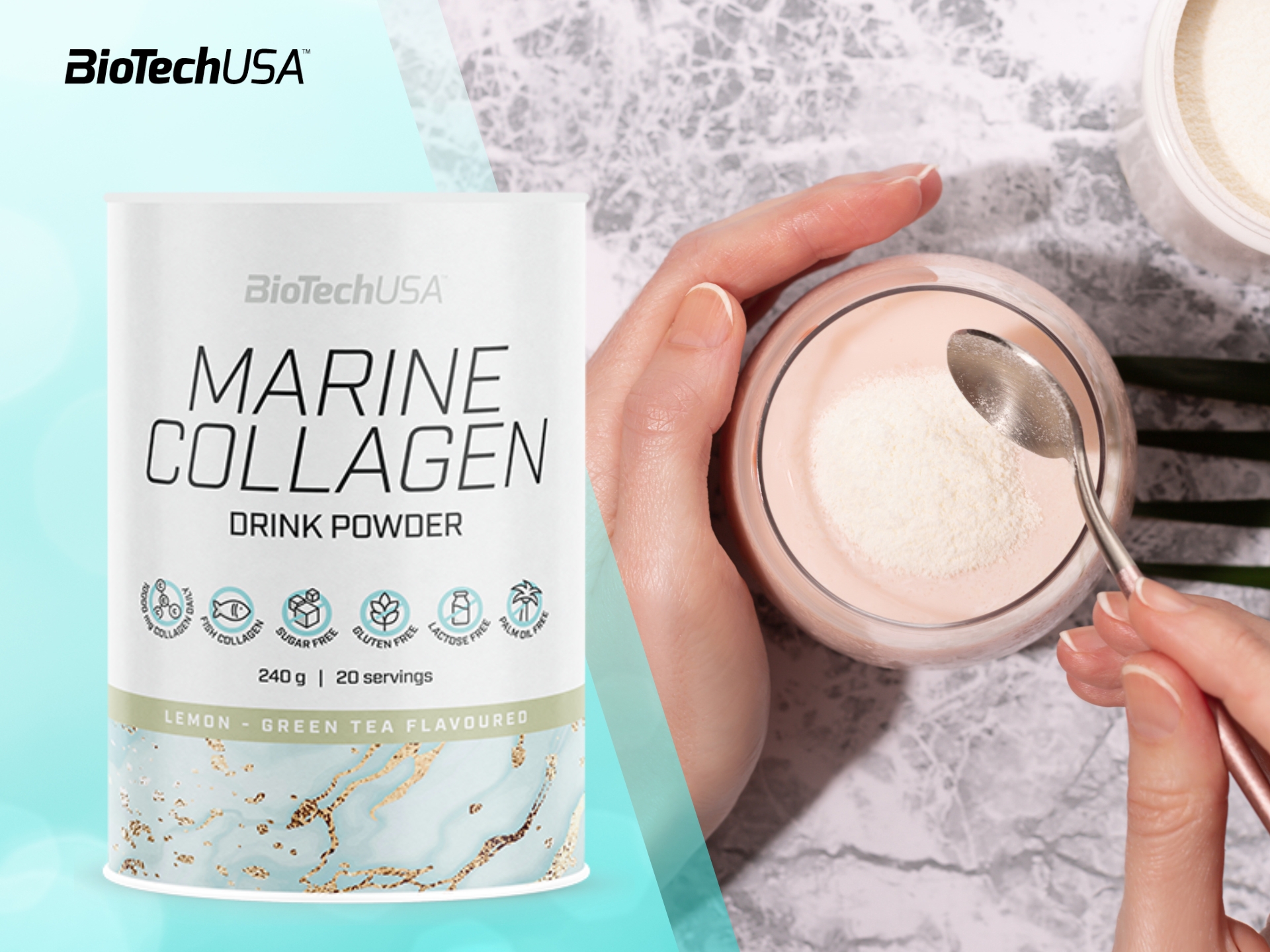 BioTech USA Marine Collagen - kolagen ve formě osvěžujícího nápoje