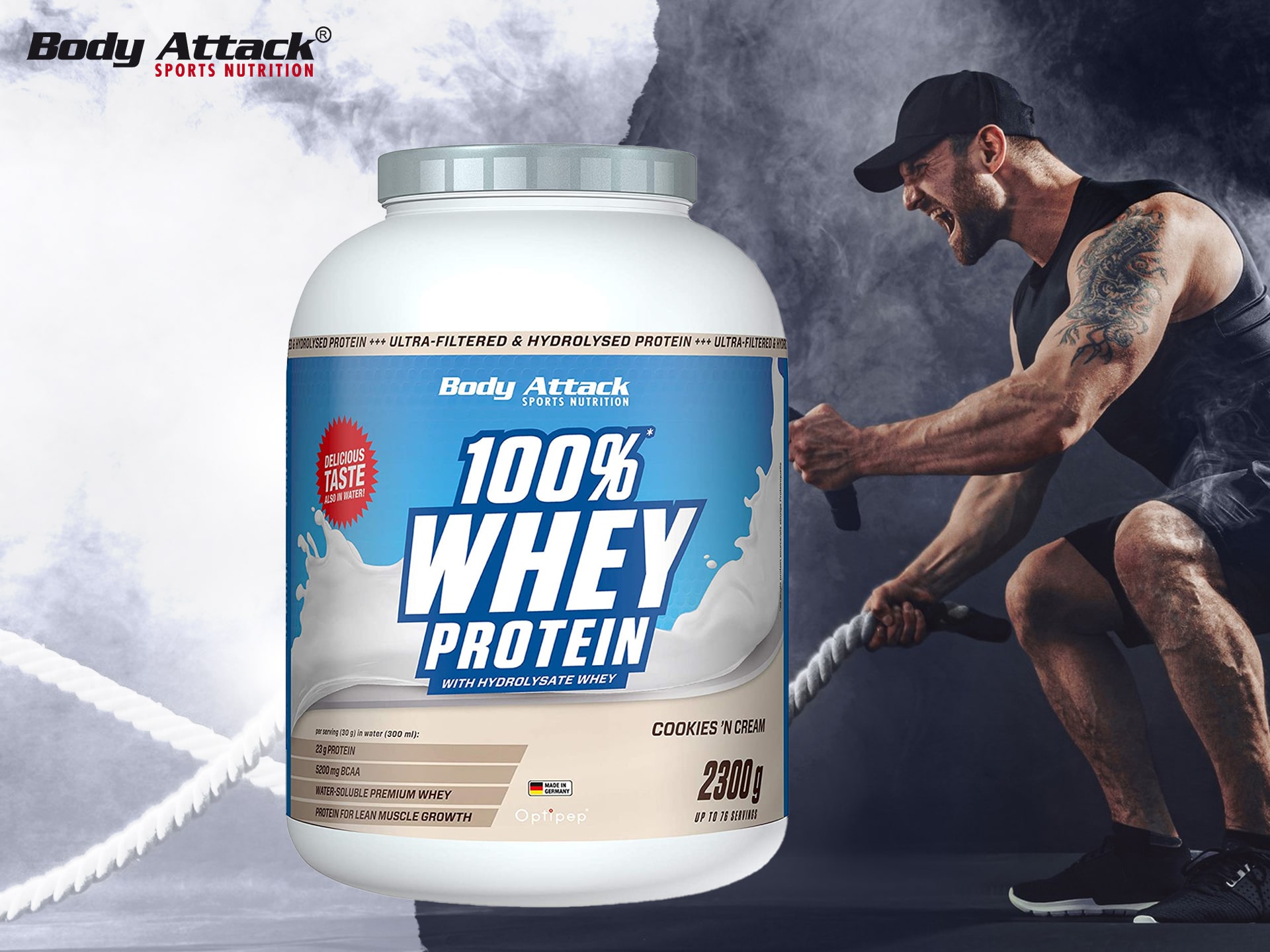 BODY ATTACK 100% Whey Protein - 900g - Vanilla WPC bílkovina
