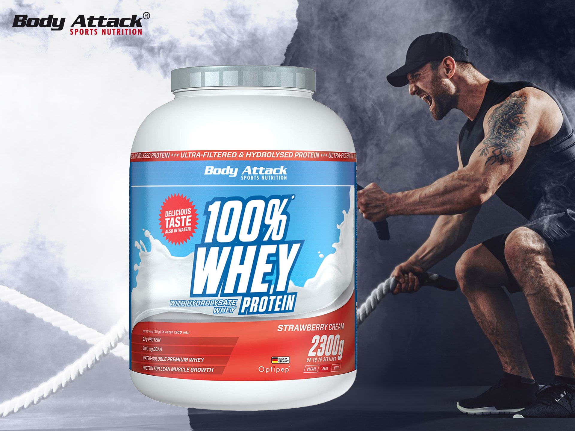 BODY ATTACK 100% Whey Protein - 900g - Vanilla WPC bílkovina
