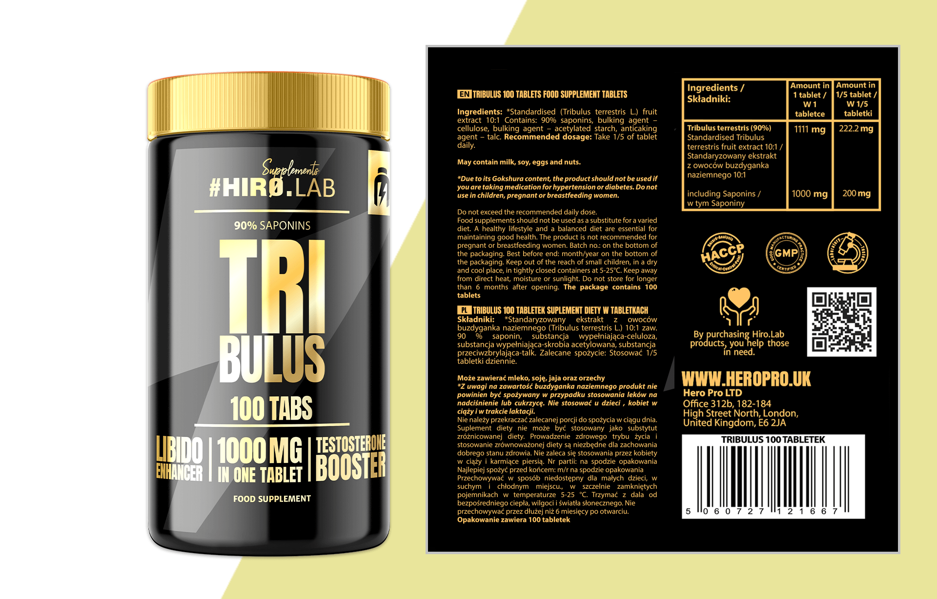 Hiro.Lab - Tribulus Terrestris 10:1 - podpora produkce testosteronu a libida
