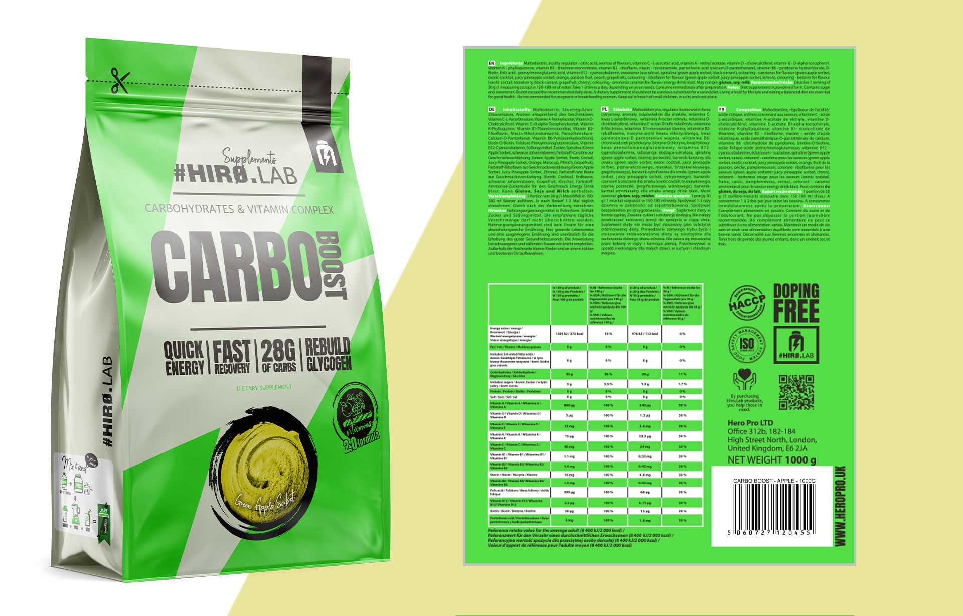 Hiro.Lab Carbo Boost - sacharidový doplněk s vitamíny