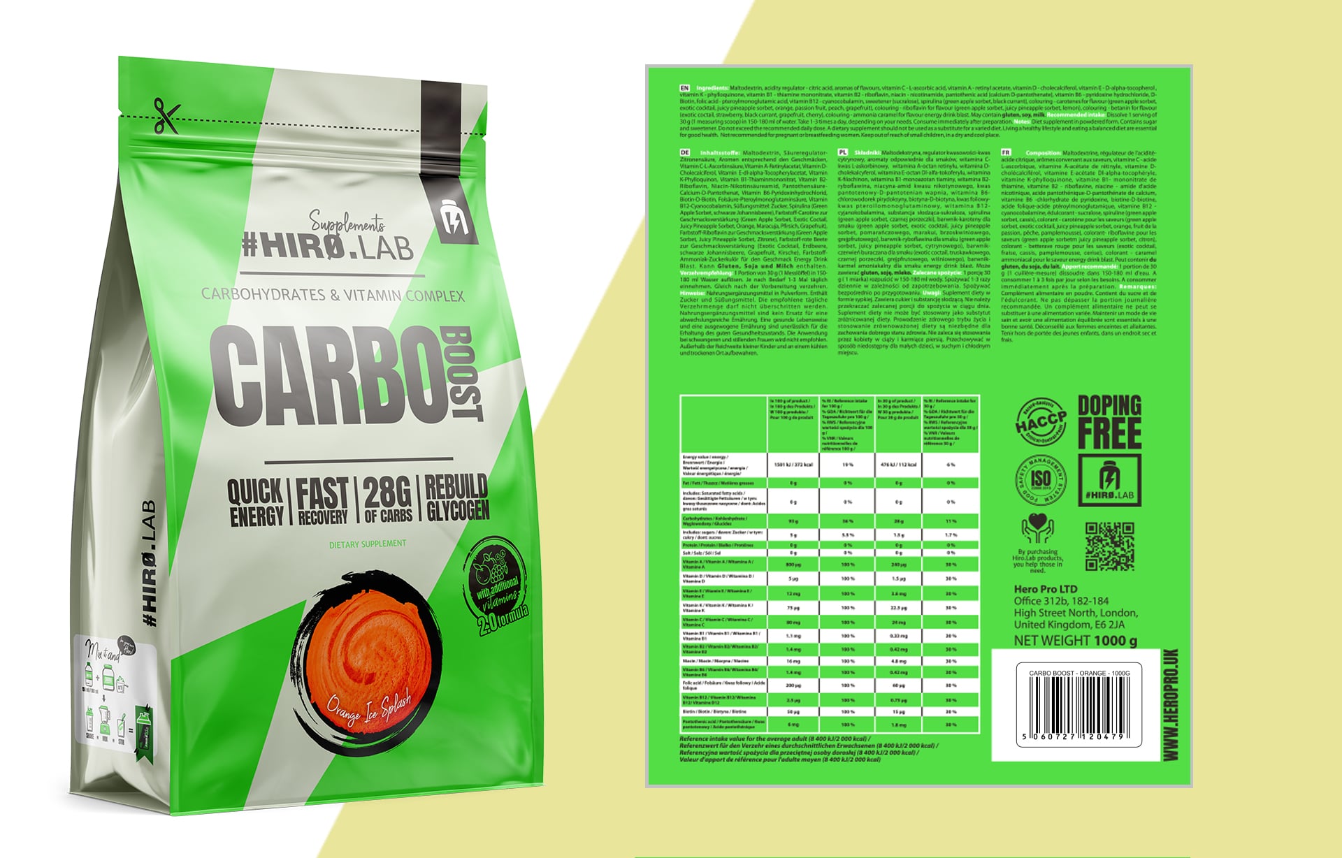 Hiro.Lab Carbo Boost - sacharidový doplněk s vitamíny