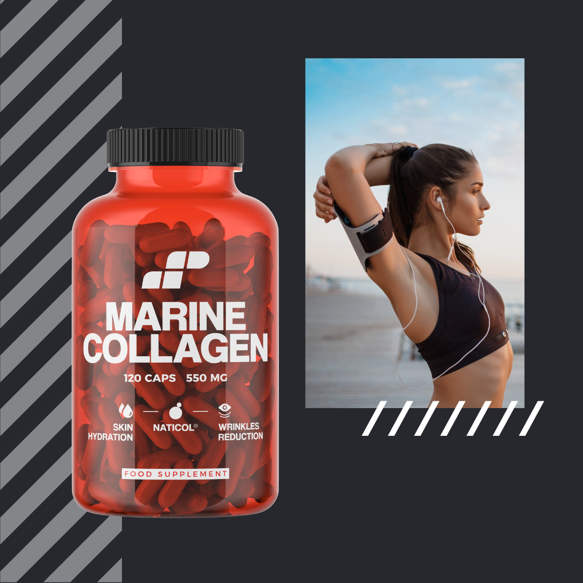 MP NUTRITION Marine Collagen 550mg - 120caps - Kolagen Rybi Naticol