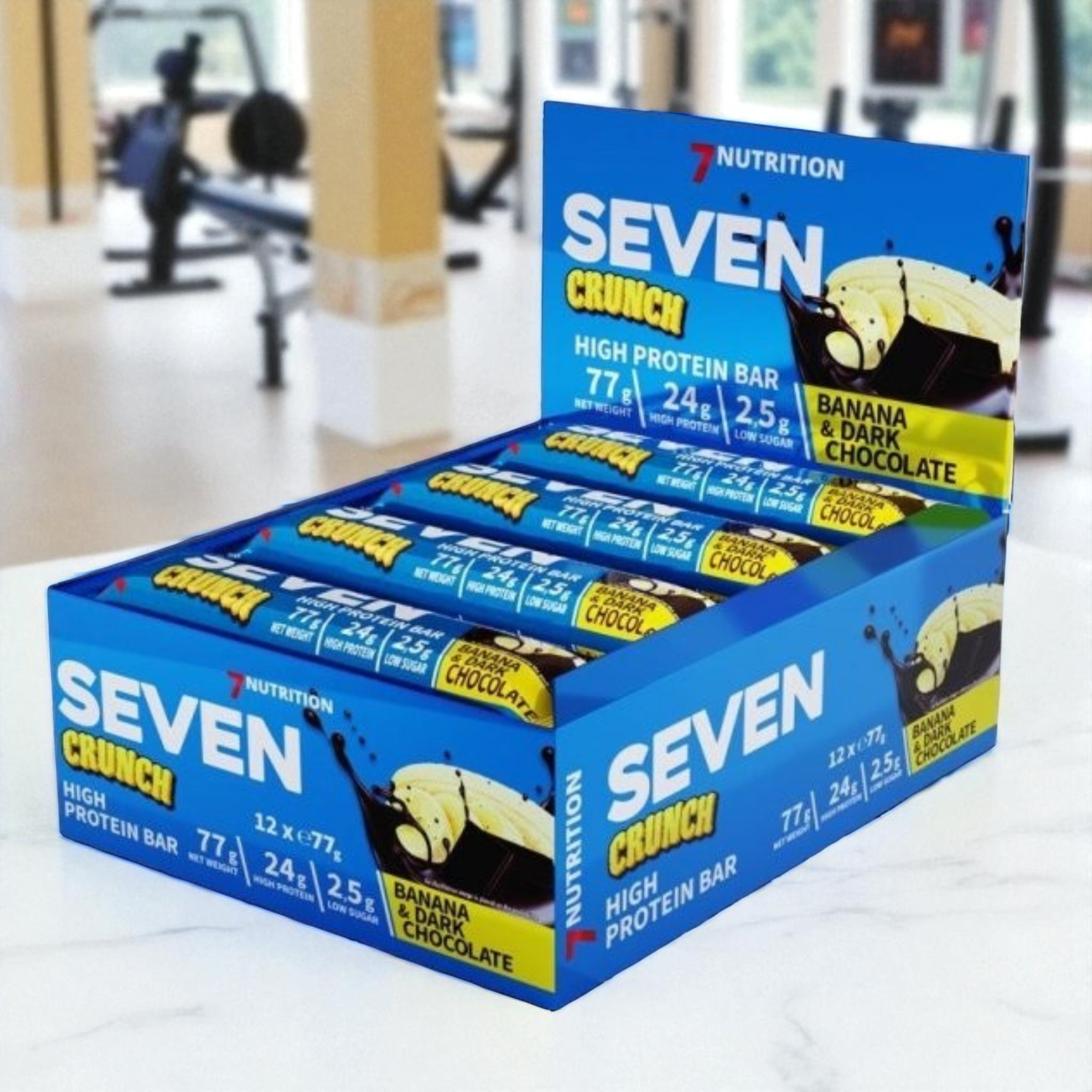 7 NUTRITION - Tyčinka Seven Crunch HP - 12x 77g - Banán a hořká čokoláda