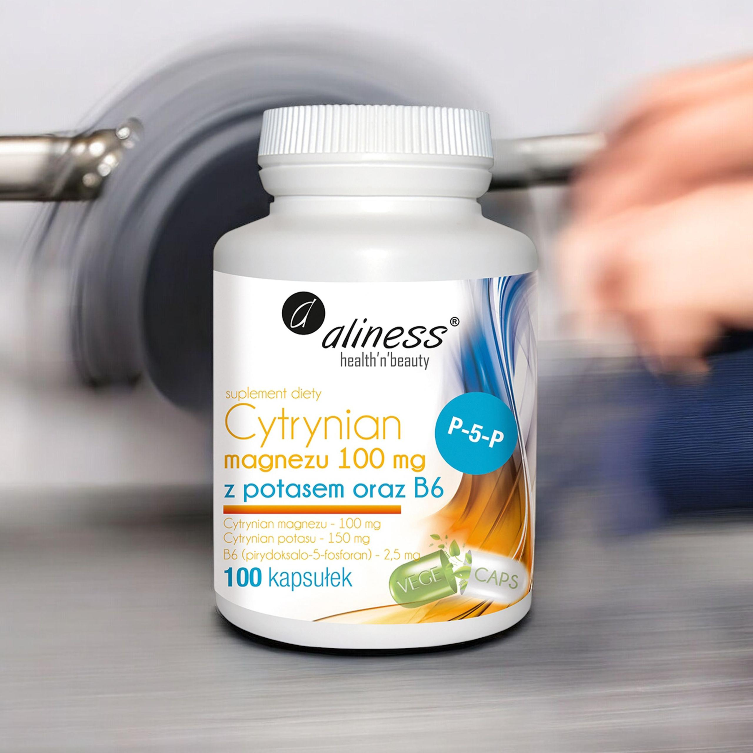 ALINESS Cytrynian Magnezu 100mg z Potasem i B6 - 100 caps