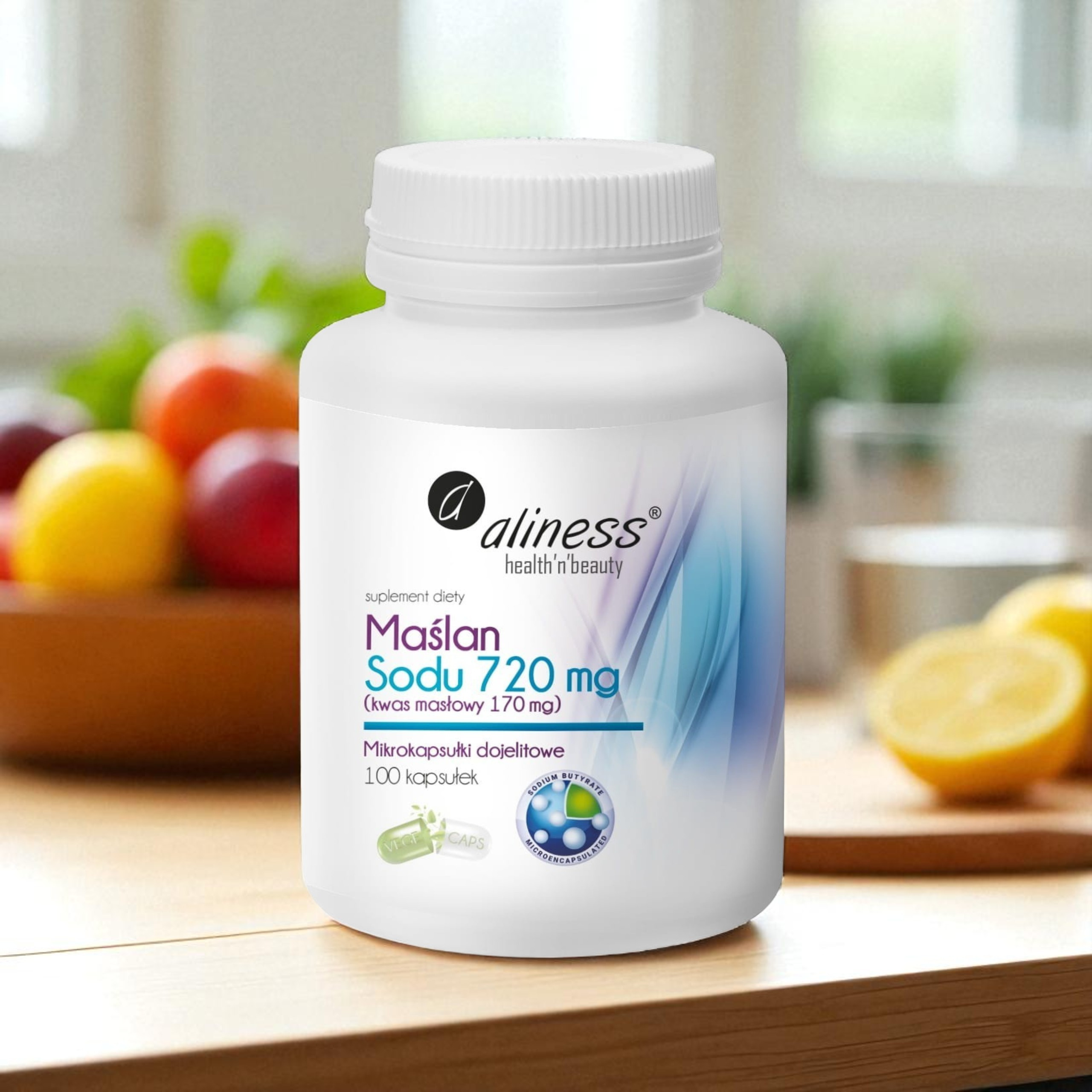 Maslan sodný 720 mg Kyselina máselná 170 mg – 100 kapslí