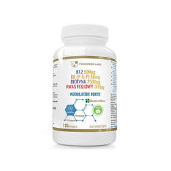 PROGRESS LABS Modulator Forte - 120caps. - Modulator Homocysteiny Vitamín B12 B6 Biotyna Kyselina Listová