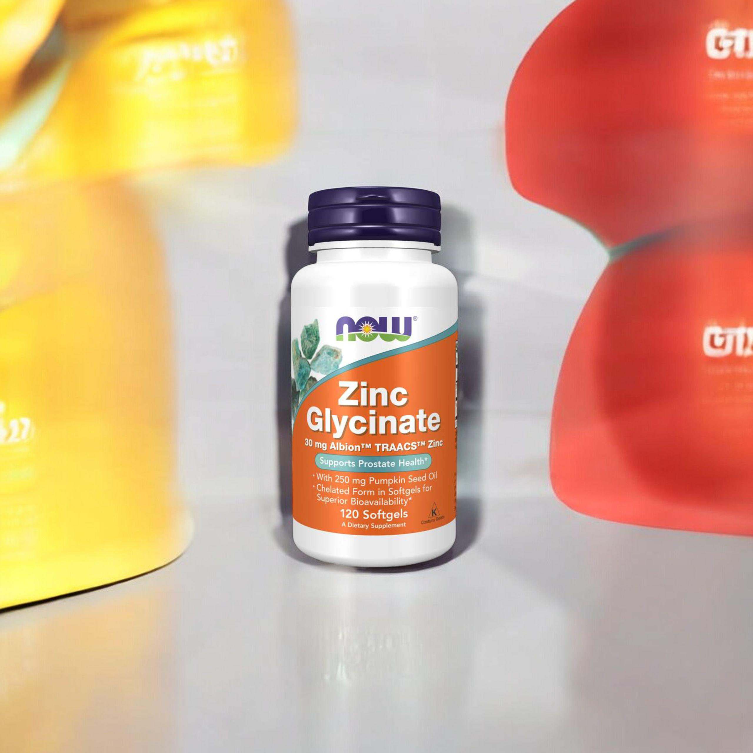 NOW Zinc Glycinate 30mg - 120softgels - Glicynian Zinku