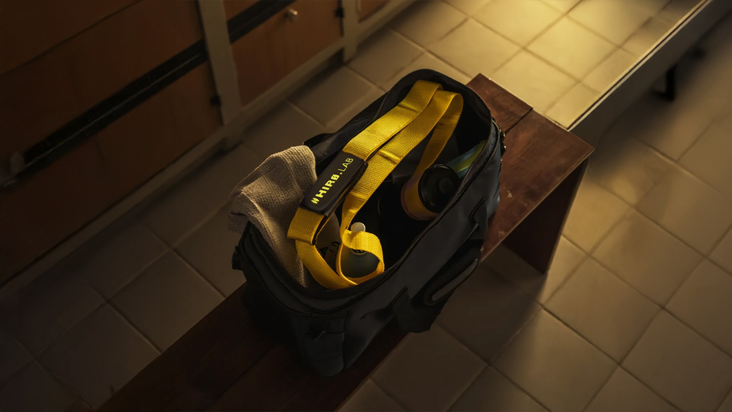 HIRO.LAB Cotton Strap - Rubber Logo New - Yellow - Pásy pro zvedání činek