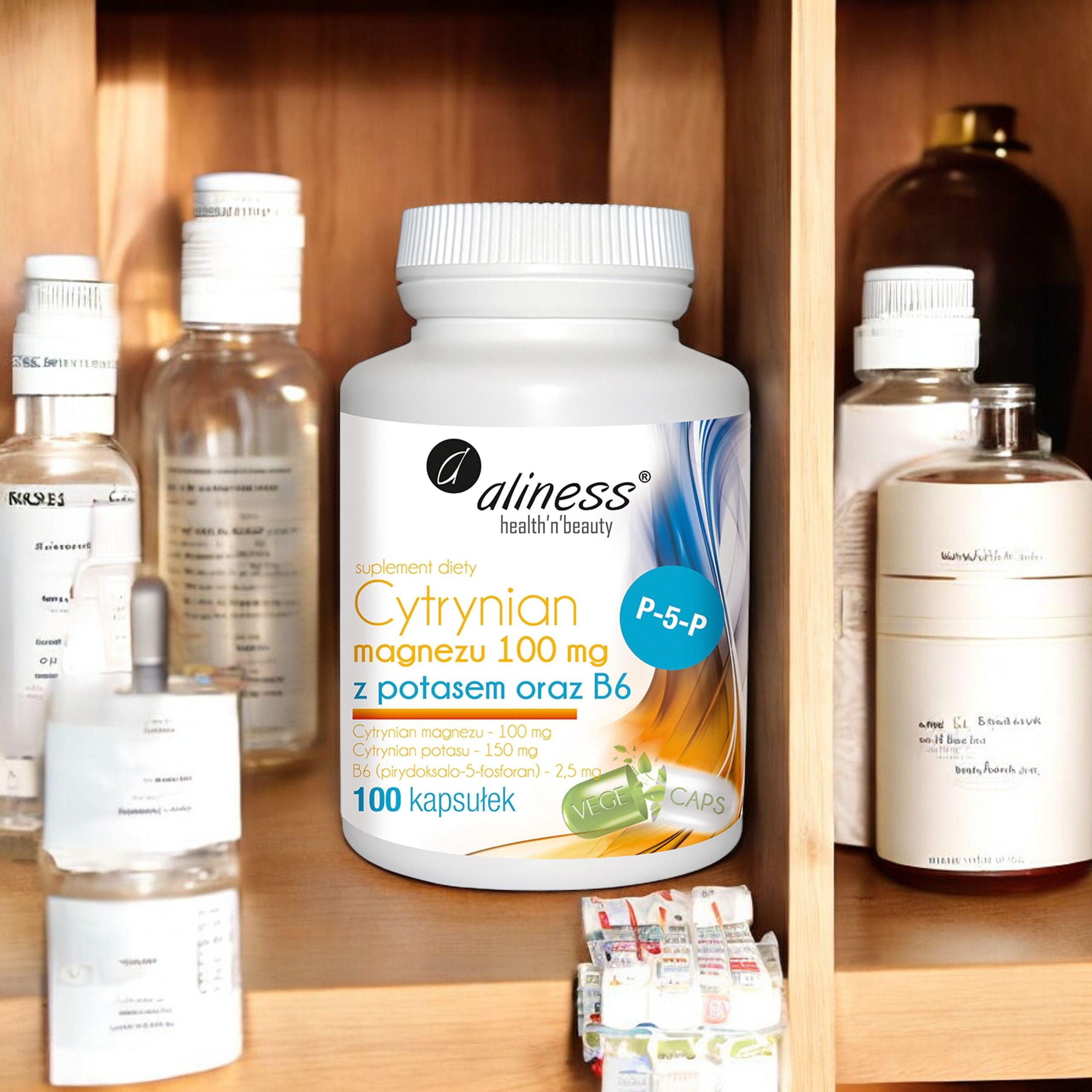ALINESS Cytrynian Magnezu 100mg z Potasem i B6 - 100 caps