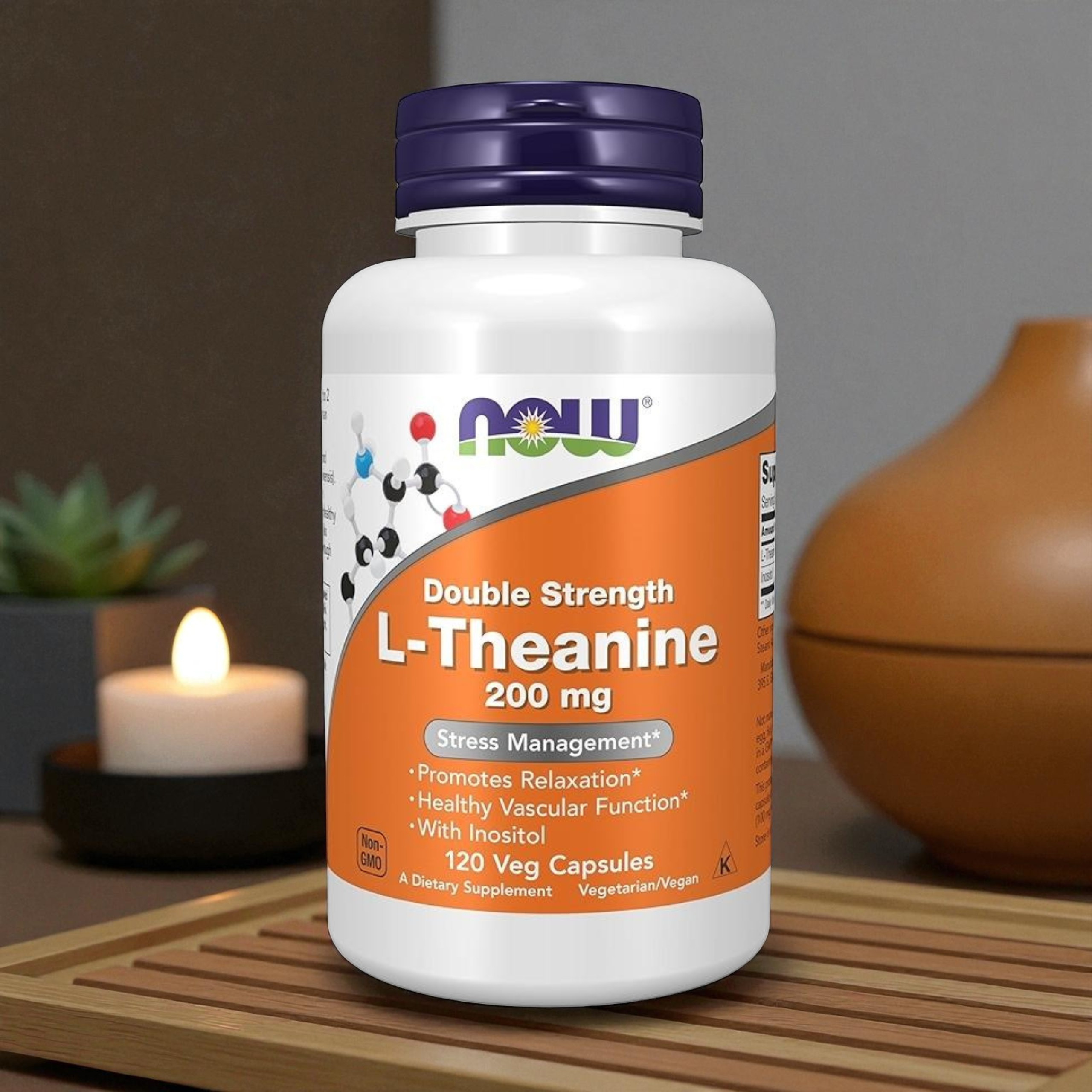 NOW - L-Theanin 200mg - 120 rostlinných kapslí. pol_pl_NOW-L-Theanine-200mg-120vcaps-43031_2