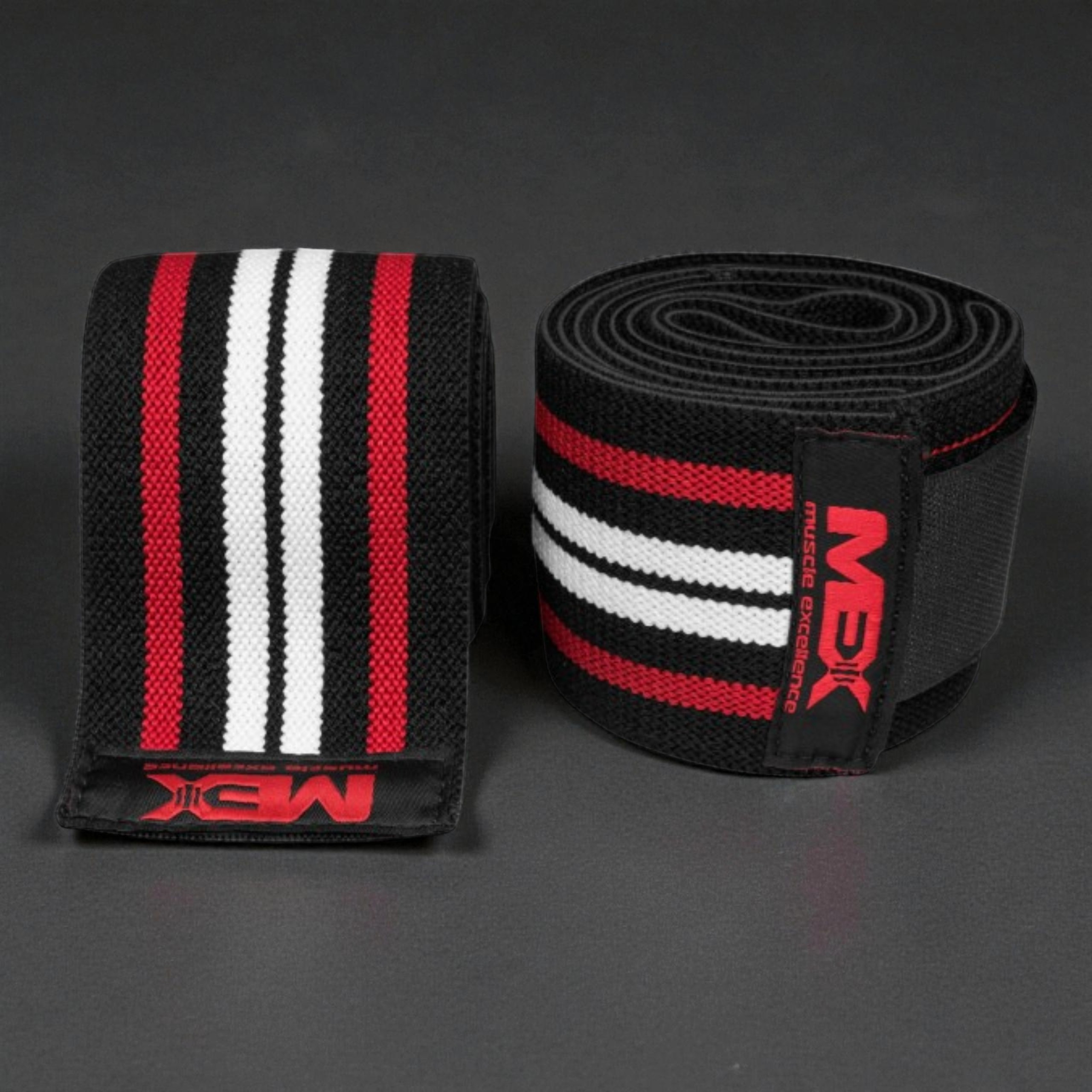 MEX SPORT - Knee Wraps - Černá/Červená/Bílá
