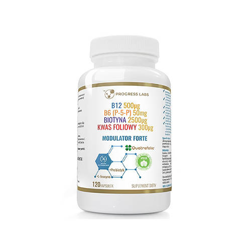 PROGRESS LABS Modulator Forte - 120caps. - Modulator Homocysteiny Vitamín B12 B6 Biotyna Kyselina Listová