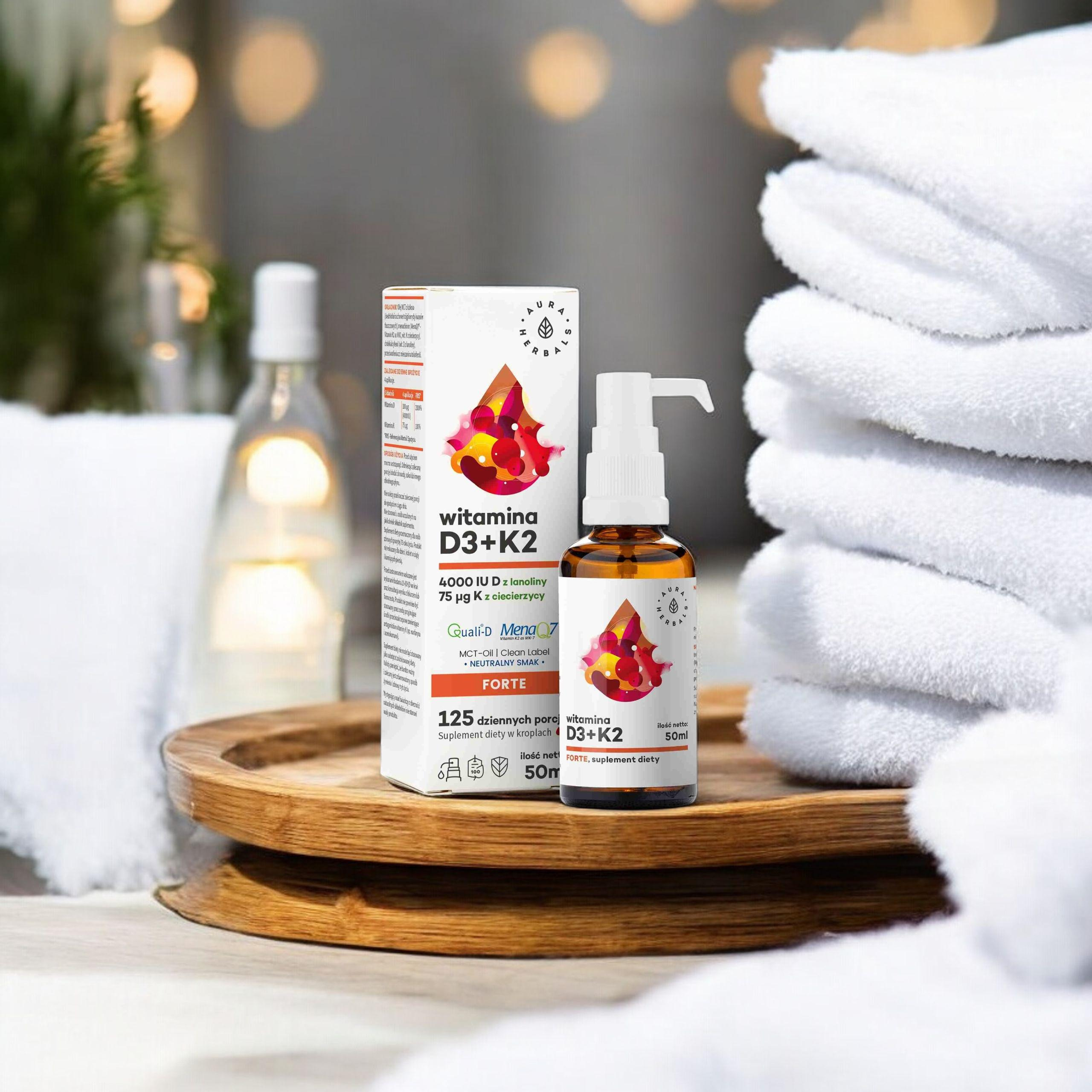 AURA HERBALS - Vitamin D3 4000 IU + K2 MCT - 50ml