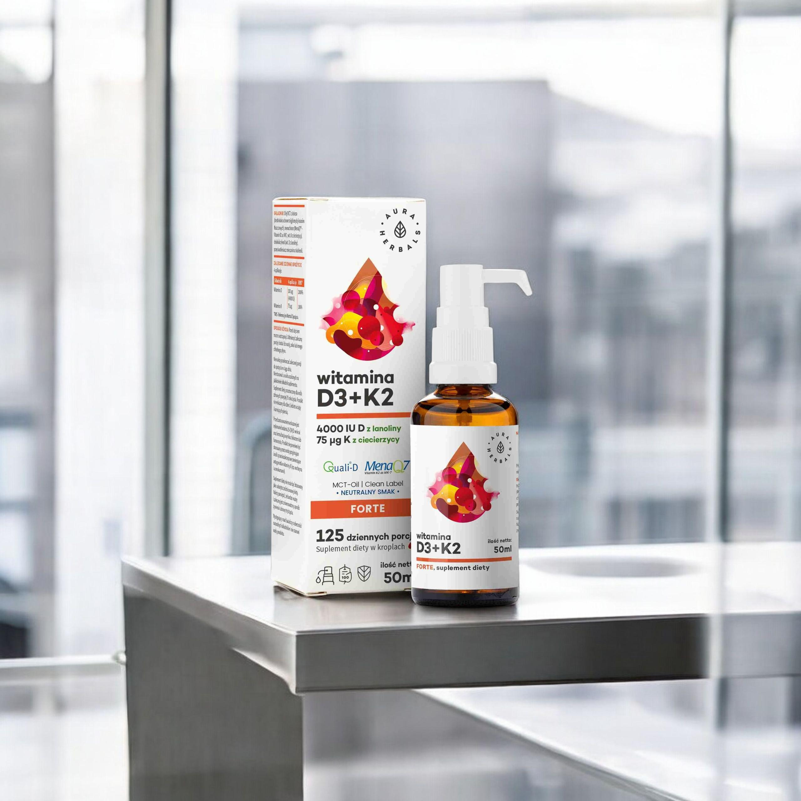 AURA HERBALS - Vitamin D3 4000 IU + K2 MCT - 50ml