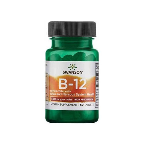 SWANSON Vitamin B-12 5mg Methylcobalamin - 60tabs - Vitamín B12 Methylkobalamin