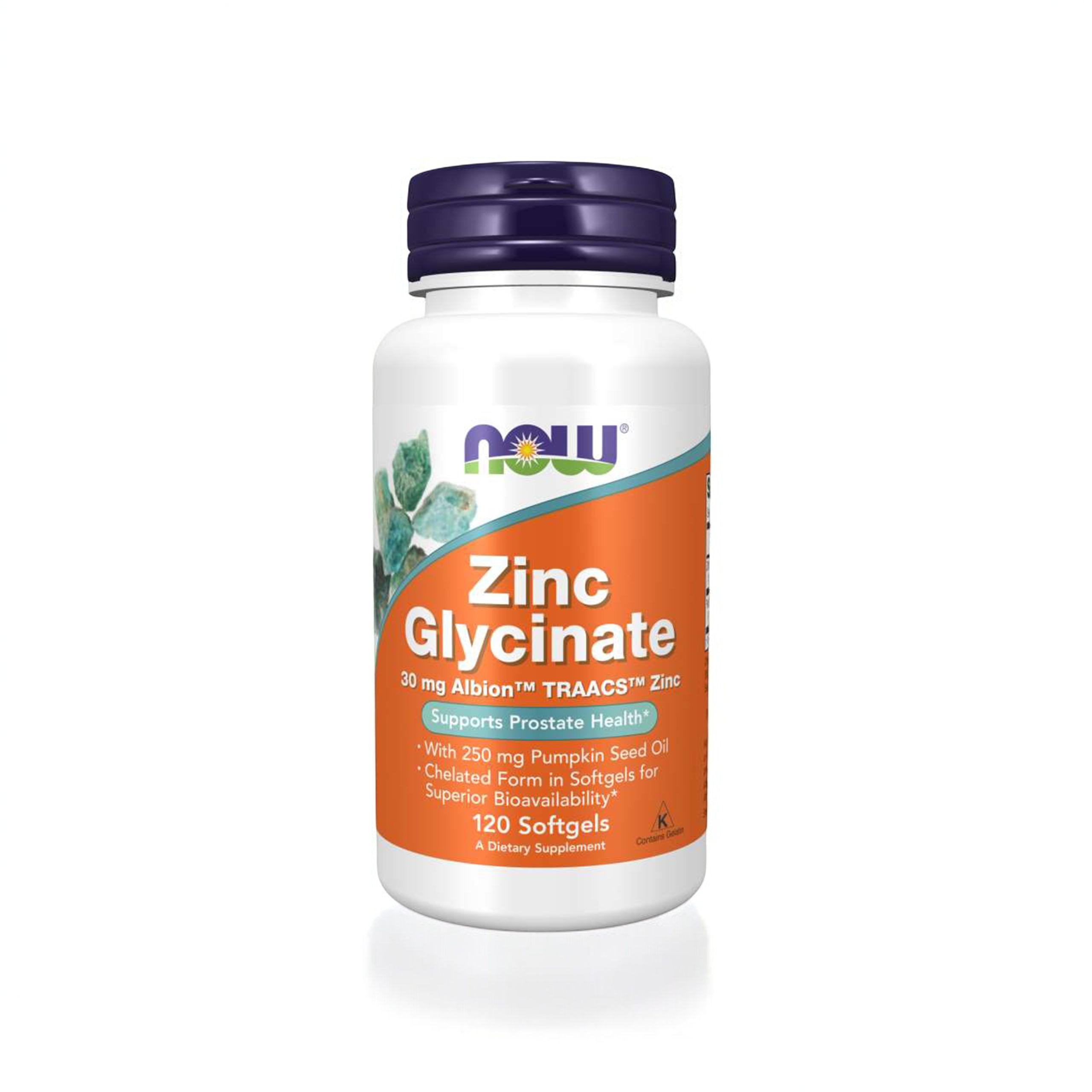 NOW Zinc Glycinate 30mg - 120softgels - Glicynian Zinku