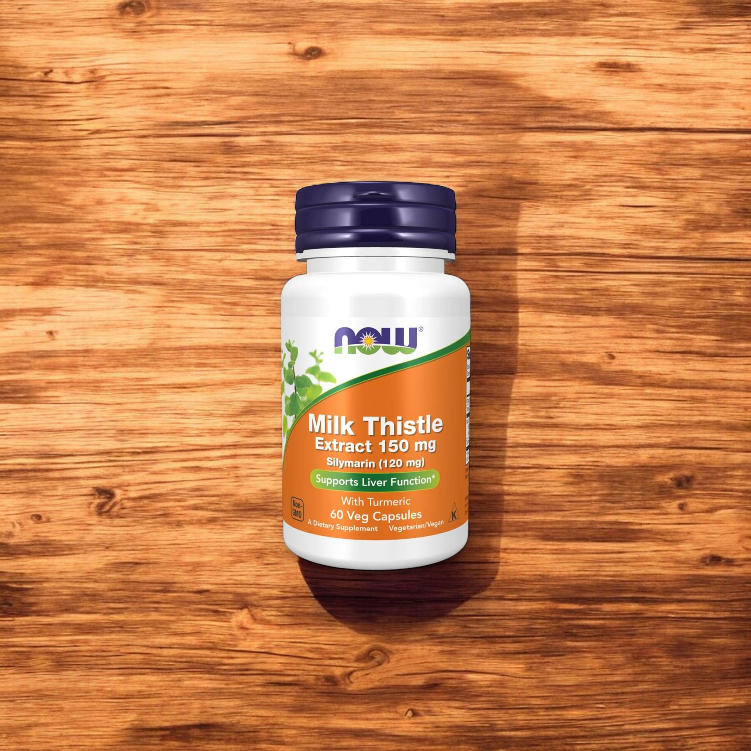 NOW Milk Thistle Extract 150mg Silymarin (120mg) s Kurkumou - 60vcaps.