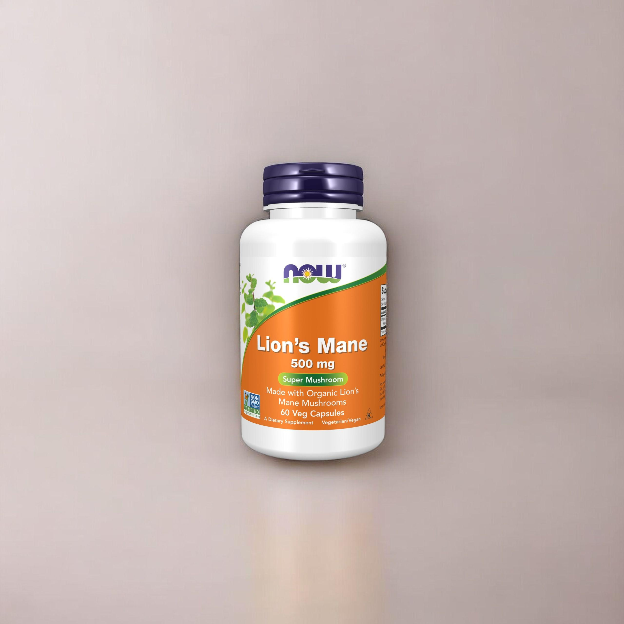 NOW - Houba Lví hříva 500mg - 60 kapslí