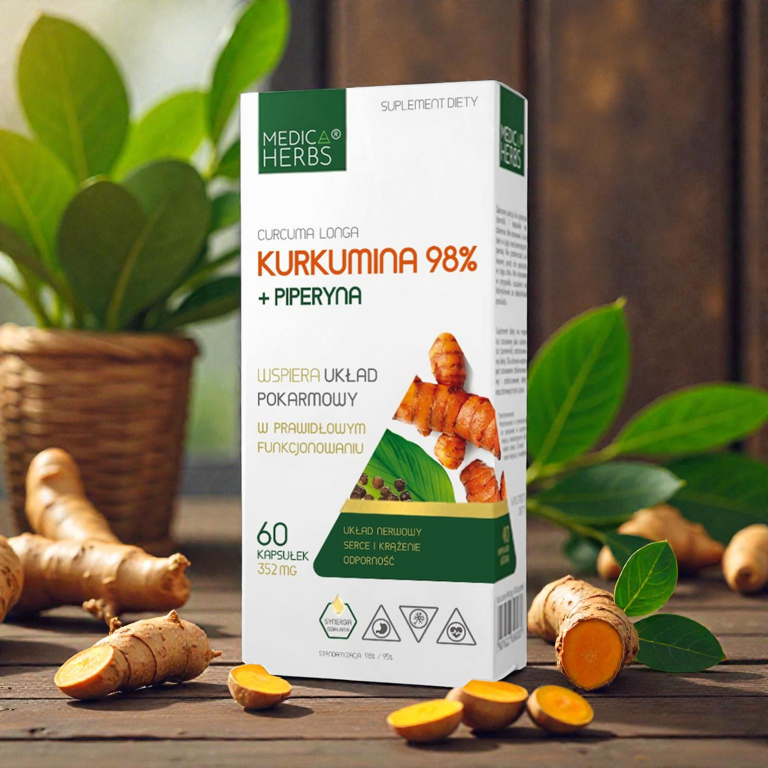 MEDICA HERBS - Kurkumin 98% + Piperin 60caps.