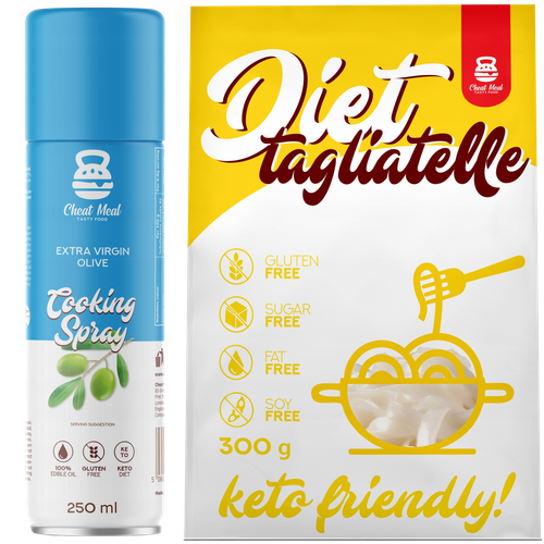 Těstoviny Konjac Tagliatelle 400g + Olivový olej ve spreji Cheat SADA