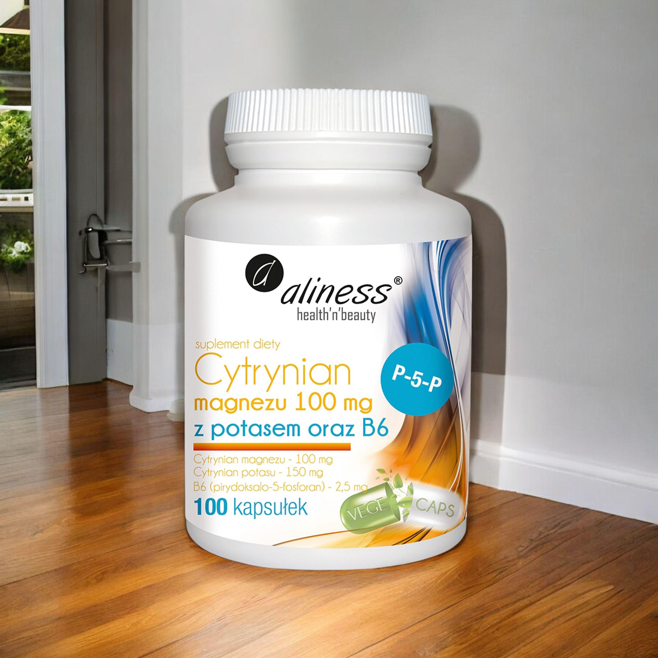ALINESS Cytrynian Magnezu 100mg z Potasem i B6 - 100 caps