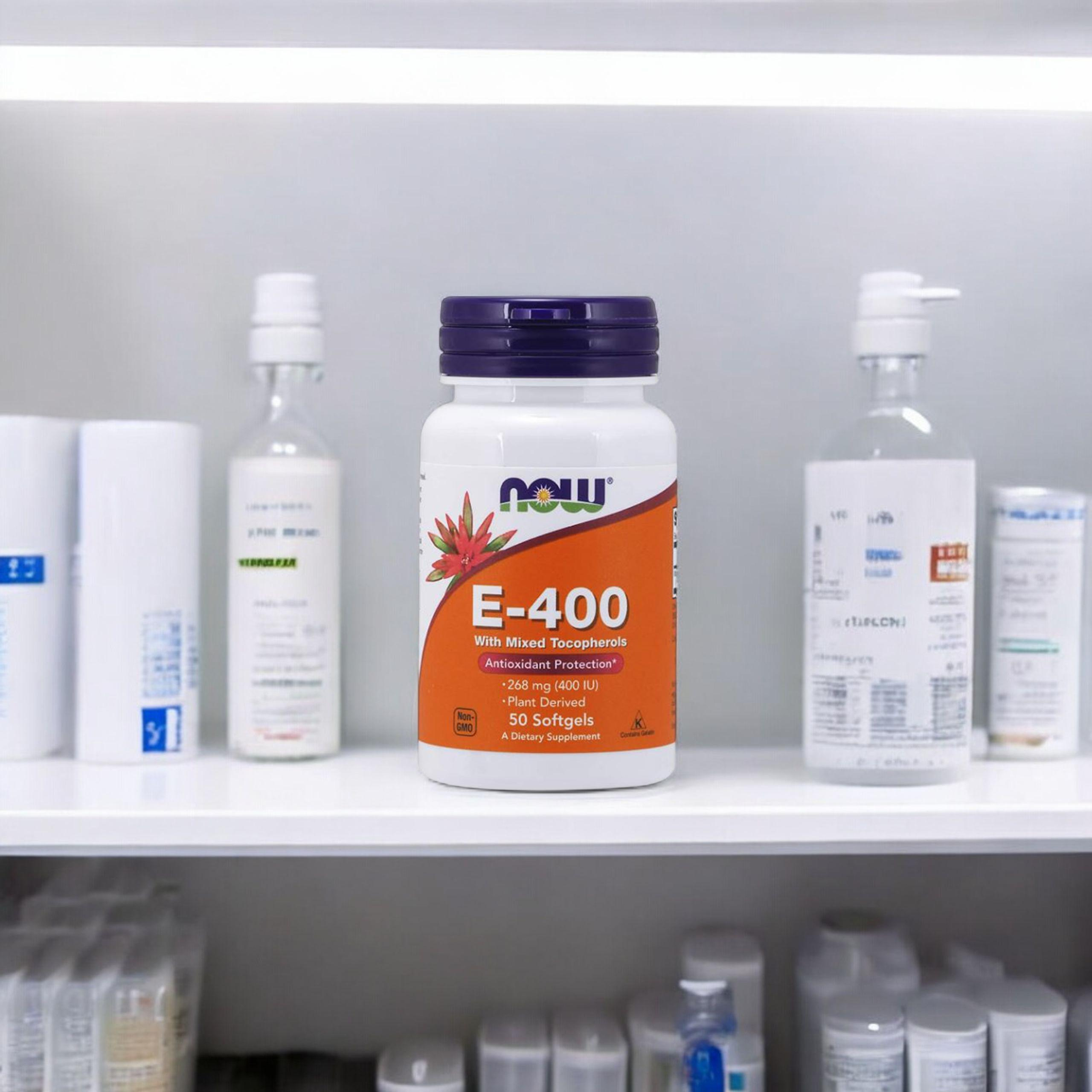 NOW Vitamin E-400 With Mixed Tocopherols - 50softgels - Vitamin E s Míchanými Tokoferoly